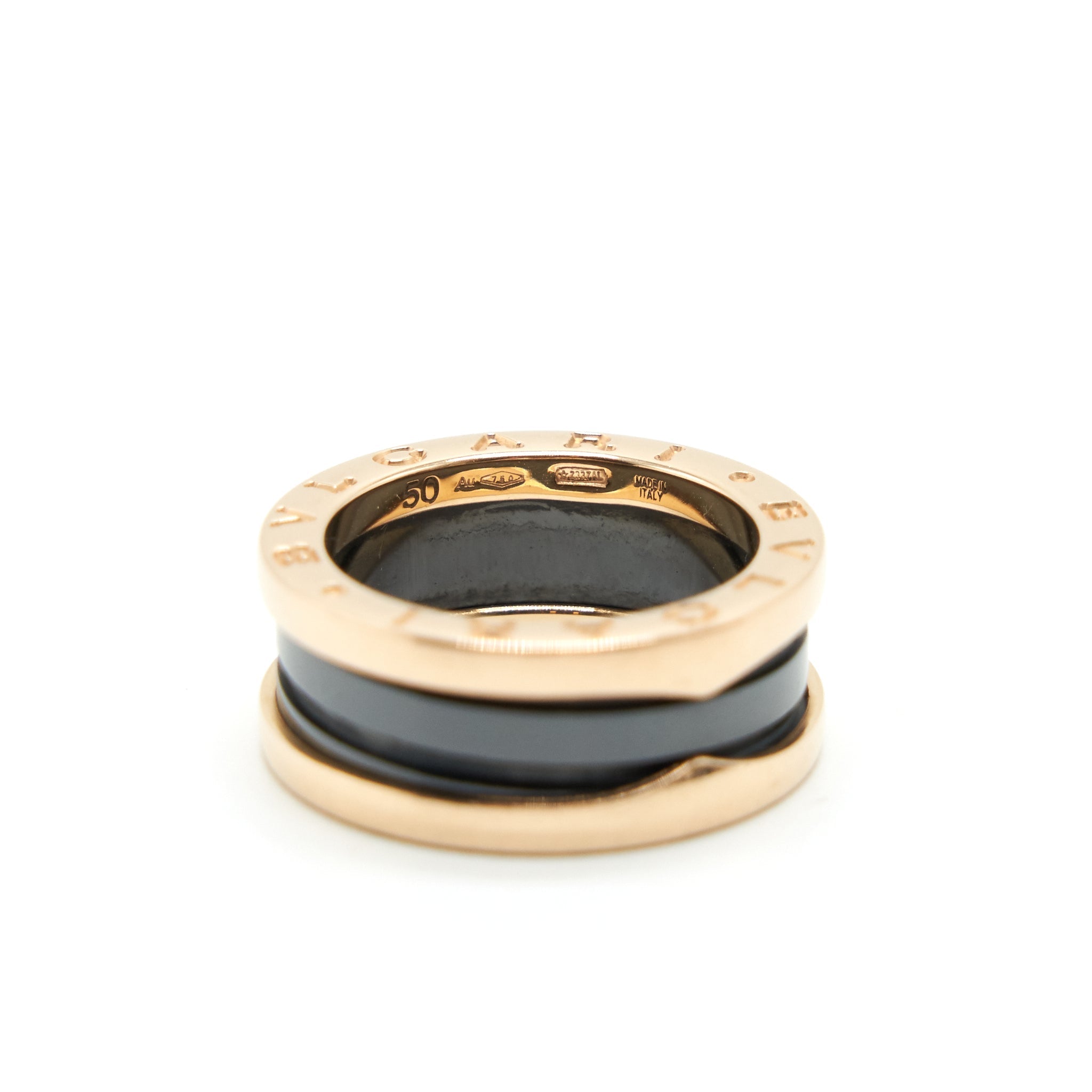 BVLGARI B.ZERO1 TWO BAND RING ROSEGOLD / BLACK CERAMIC
