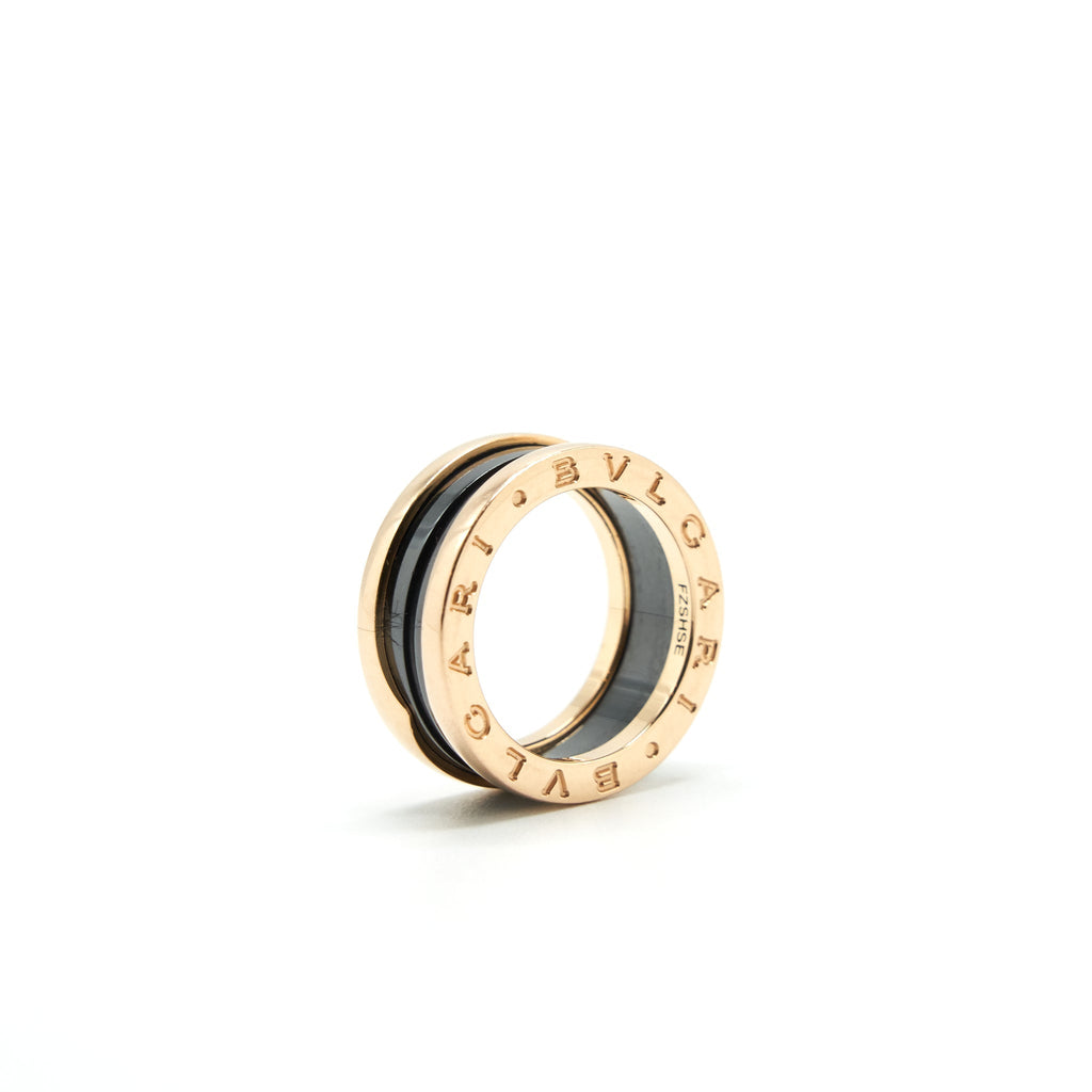 BVLGARI B.ZERO1 TWO BAND RING ROSEGOLD / BLACK CERAMIC