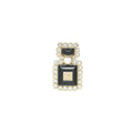 CHANEL PERFUME BOTTLE CC LOGO BROOCH CRYSTAL/PEARL BLACK LIGHT GOLD TONE