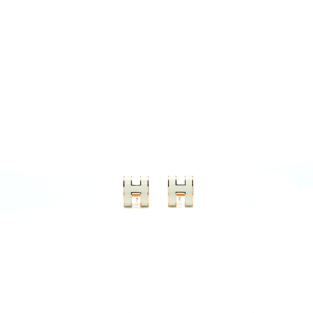 HERMES POP H EARRINGS BLANC RGHW