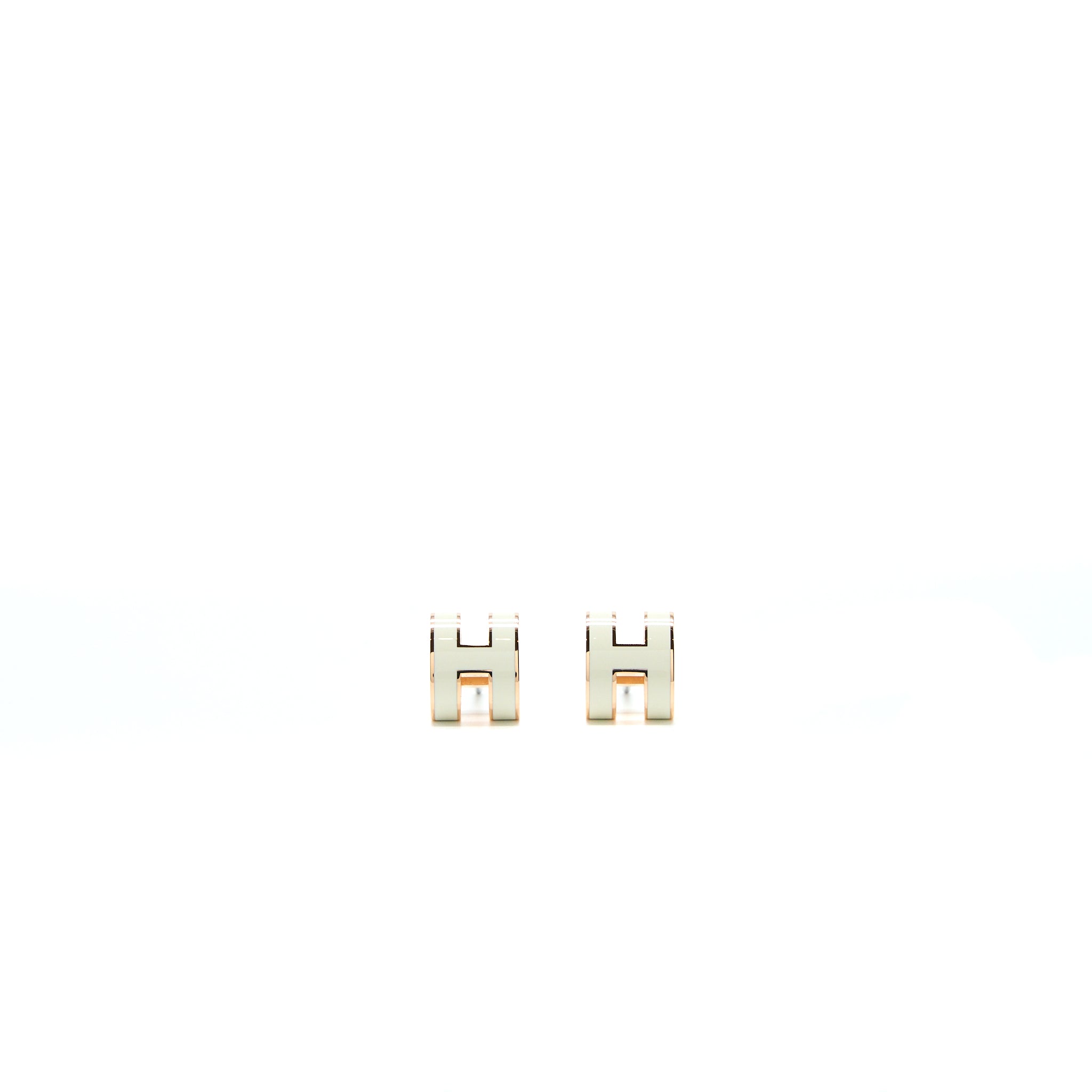 HERMES POP H EARRINGS BLANC RGHW