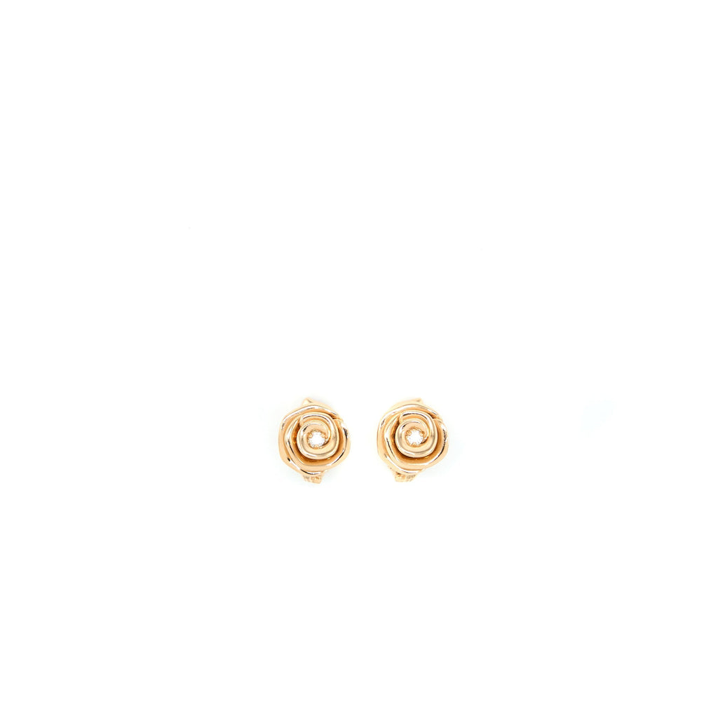 DIOR LARGE ROSE DIOR COUTURE EARRINGS WITH DIAMONDS ROSE GOLD TONE