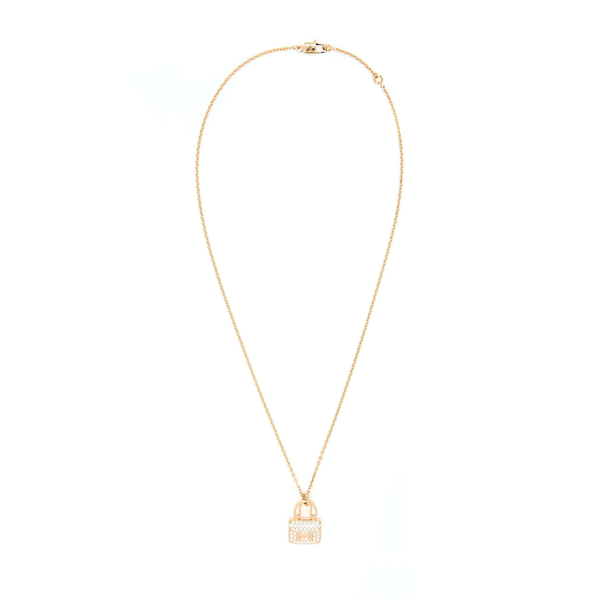 HERMES AMULETTE CONSTANCE NECKLACE/PENDANT ROSE GOLD WITH DIAMONDS