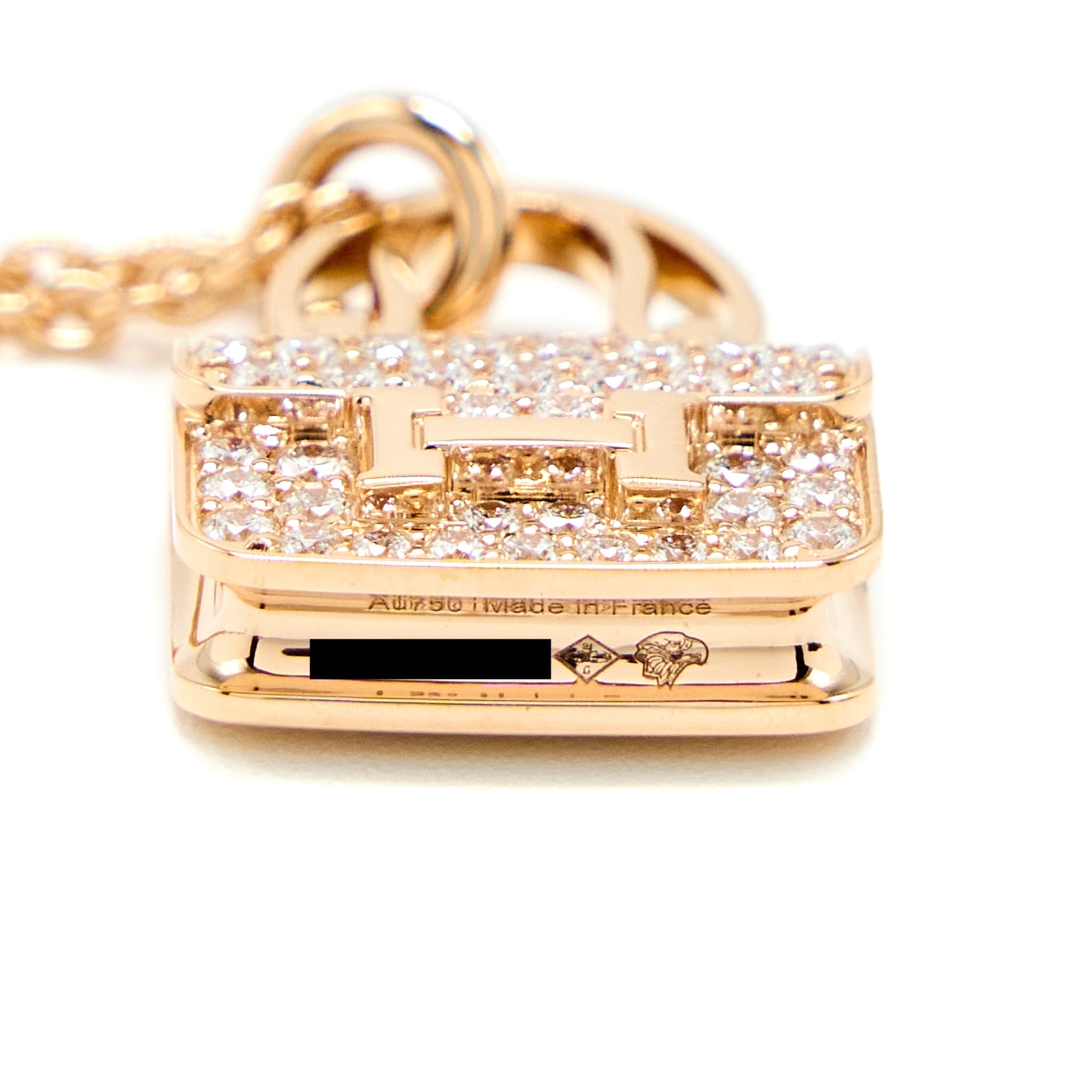 HERMES AMULETTE CONSTANCE NECKLACE/PENDANT ROSE GOLD WITH DIAMONDS