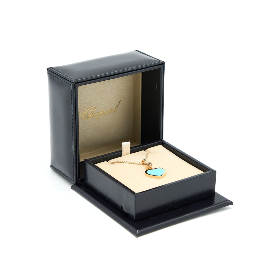 CHOPARD HAPPY HEART PENDANT 18K ROSE GOLD TURQUOISE
