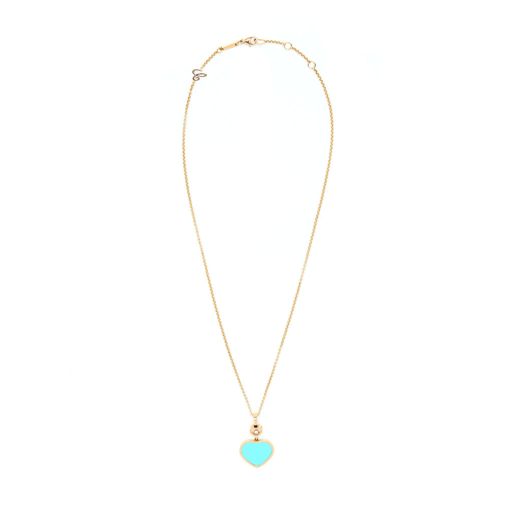 CHOPARD HAPPY HEART PENDANT 18K ROSE GOLD TURQUOISE