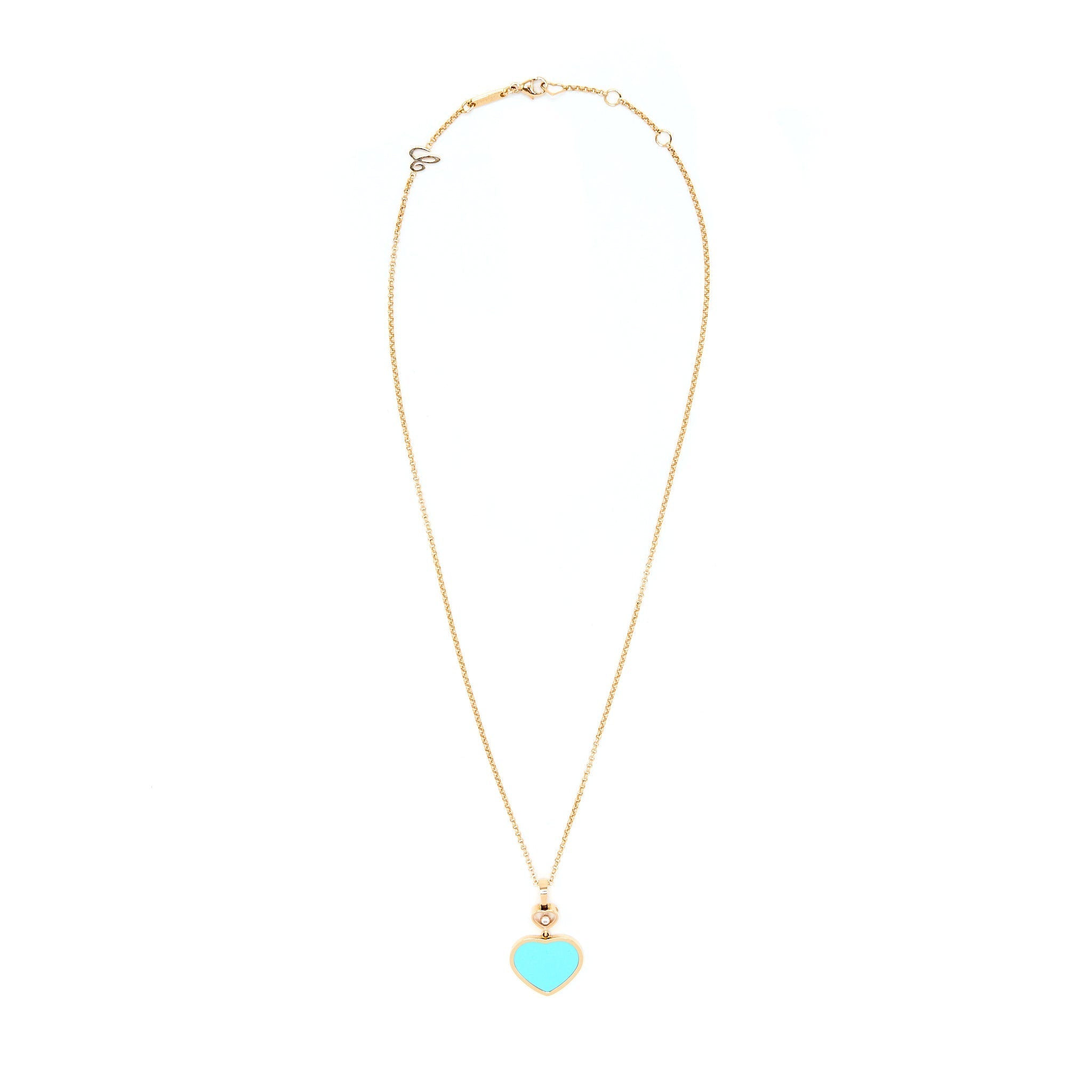 CHOPARD HAPPY HEART PENDANT 18K ROSE GOLD TURQUOISE