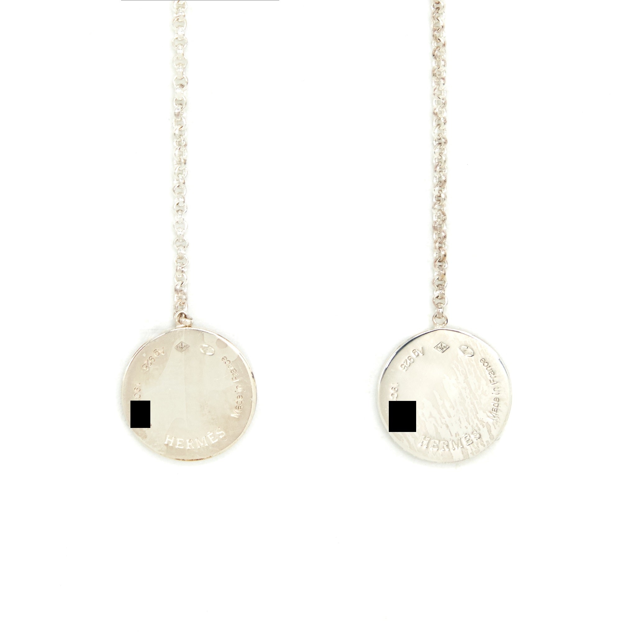 HERMES EX-LIBRIS EARRINGS IN STERLING SILVER AND ROSE GOLD