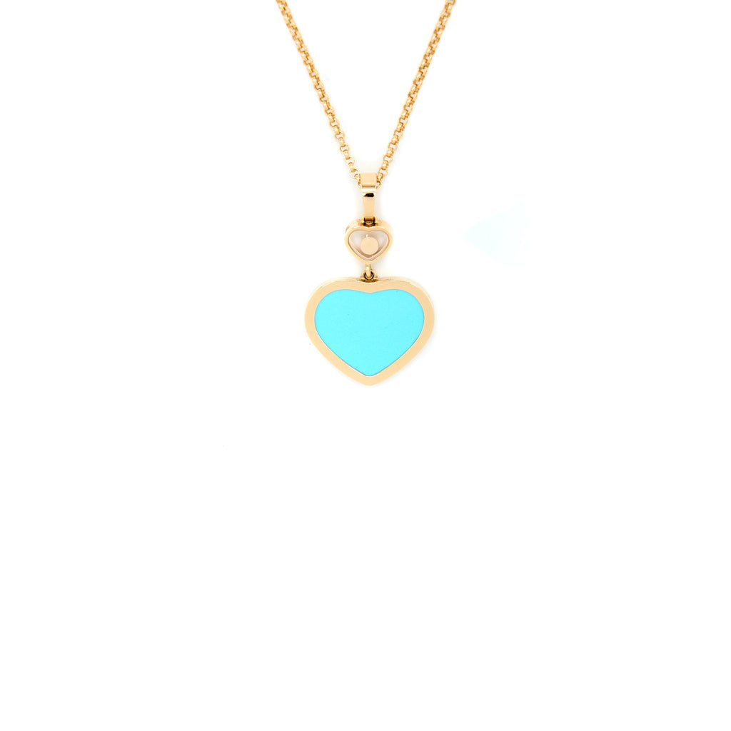 CHOPARD HAPPY HEART PENDANT 18K ROSE GOLD TURQUOISE