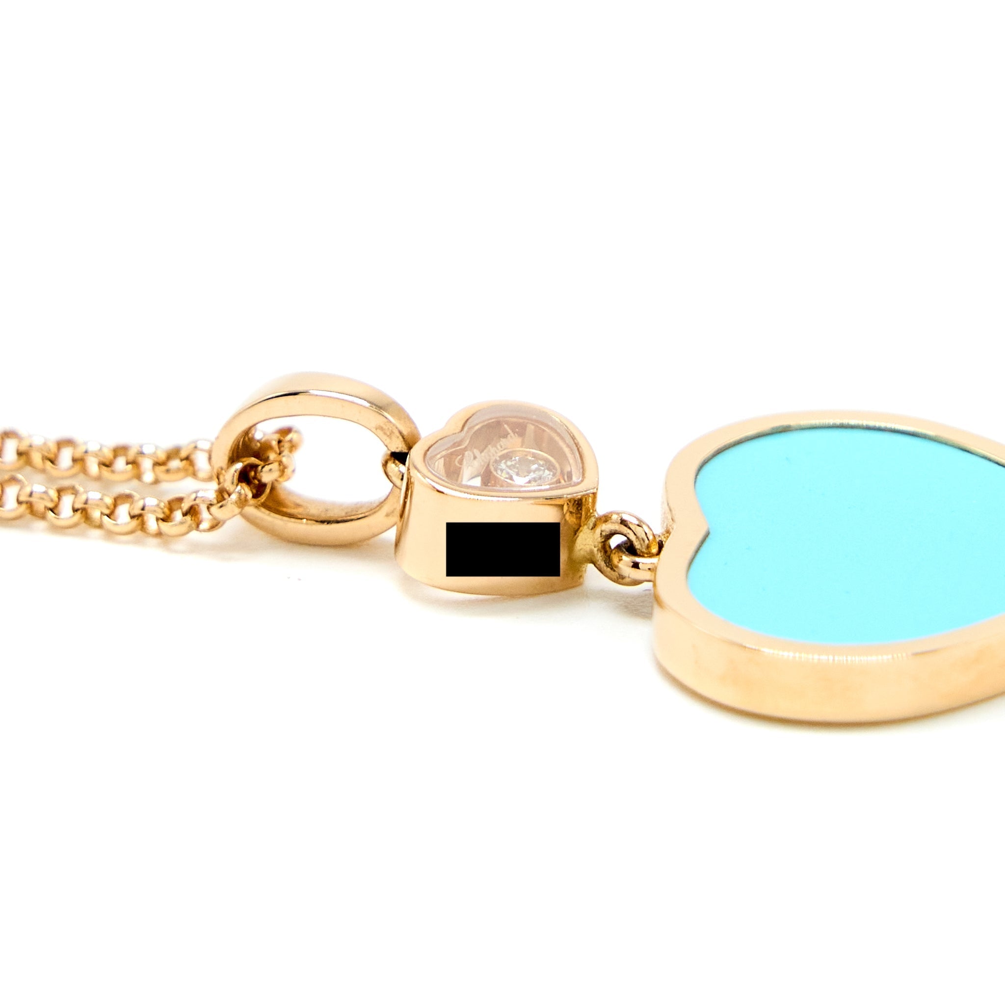 CHOPARD HAPPY HEART PENDANT 18K ROSE GOLD TURQUOISE