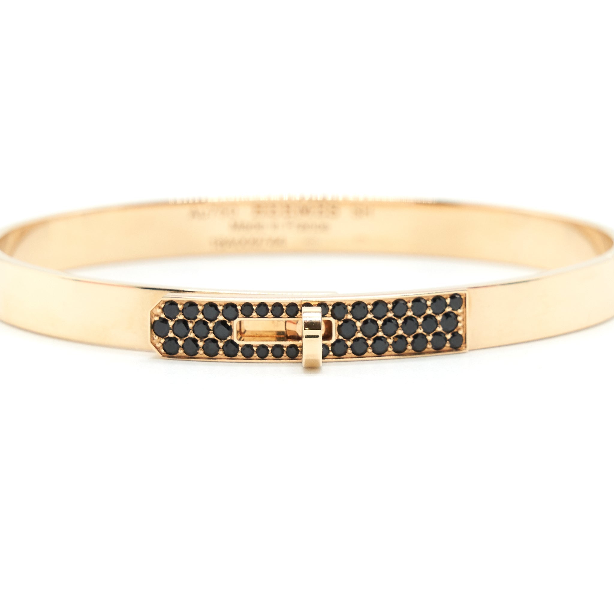 HERMES KELLY BRACELET ROSEGOLD AND BLACK SPINELS GEMSTONES