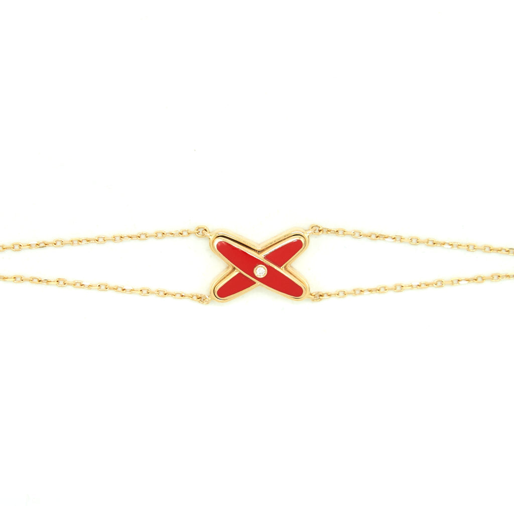 CHAUMET JEUX DE LIENS BRACELET PINK GOLD, DIAMOND AND MADDER RED LACQUER