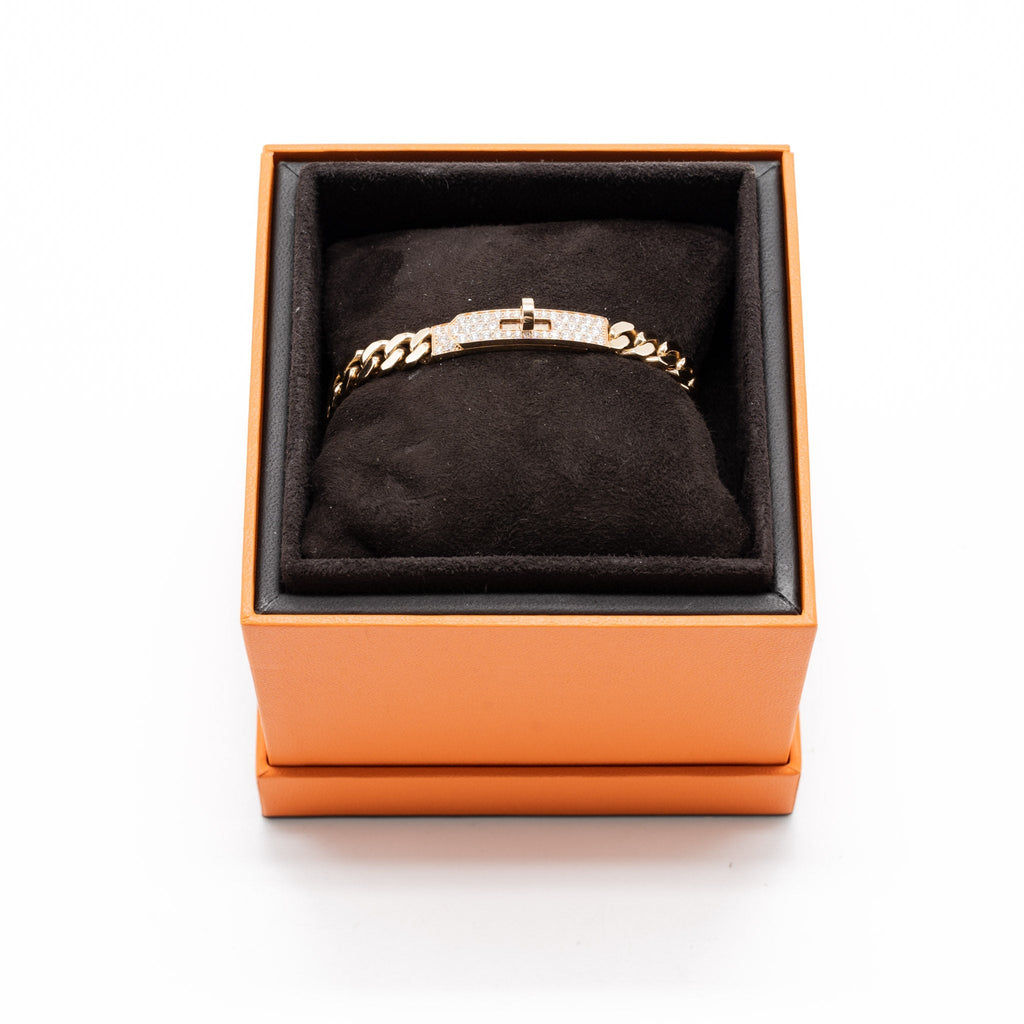 HERMES KELLY GOURMETTE BRACELET ROSE GOLD DIAMONDS