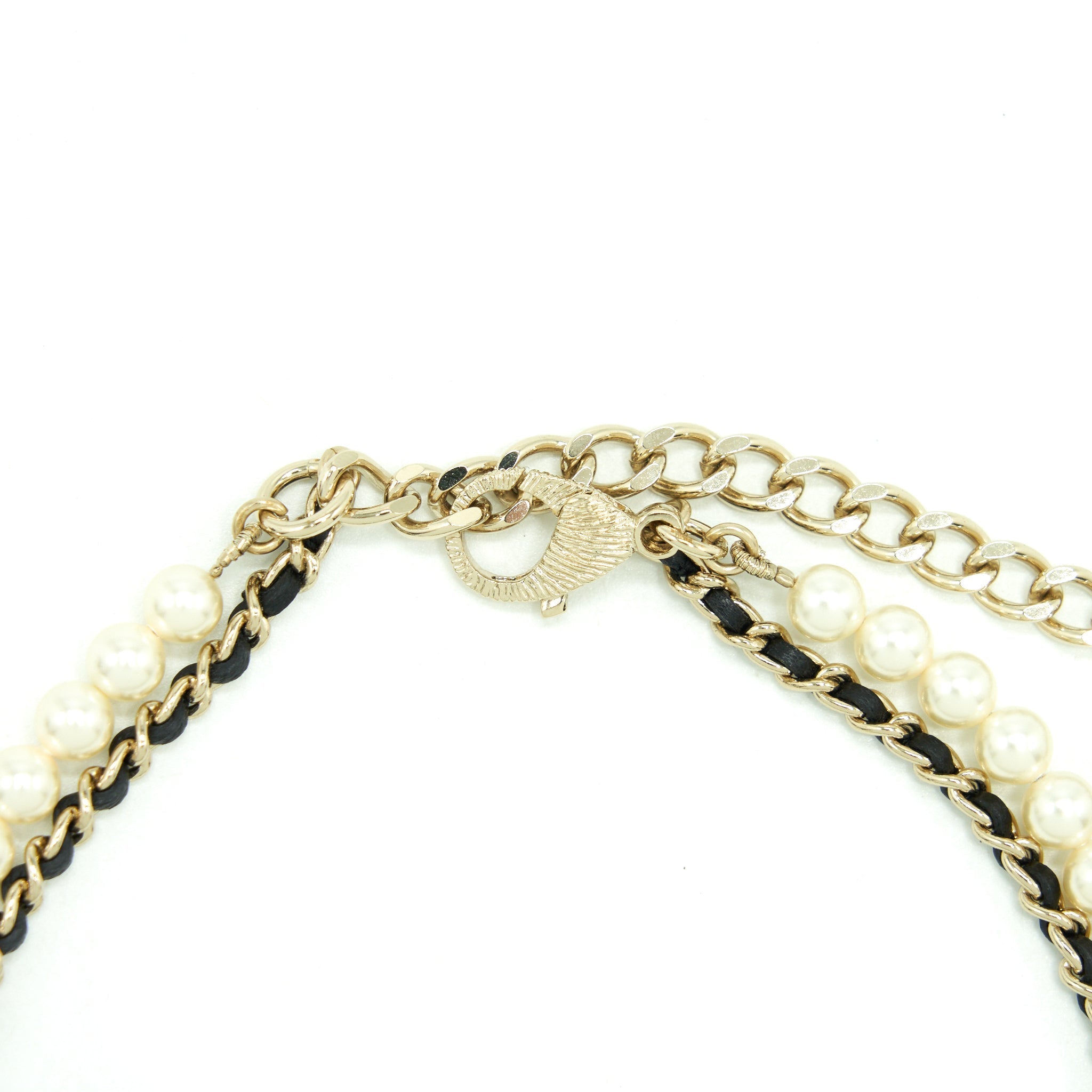 CHANEL 21K PEARL AND CHAIN CHOKER LIGHT GOLD TONE