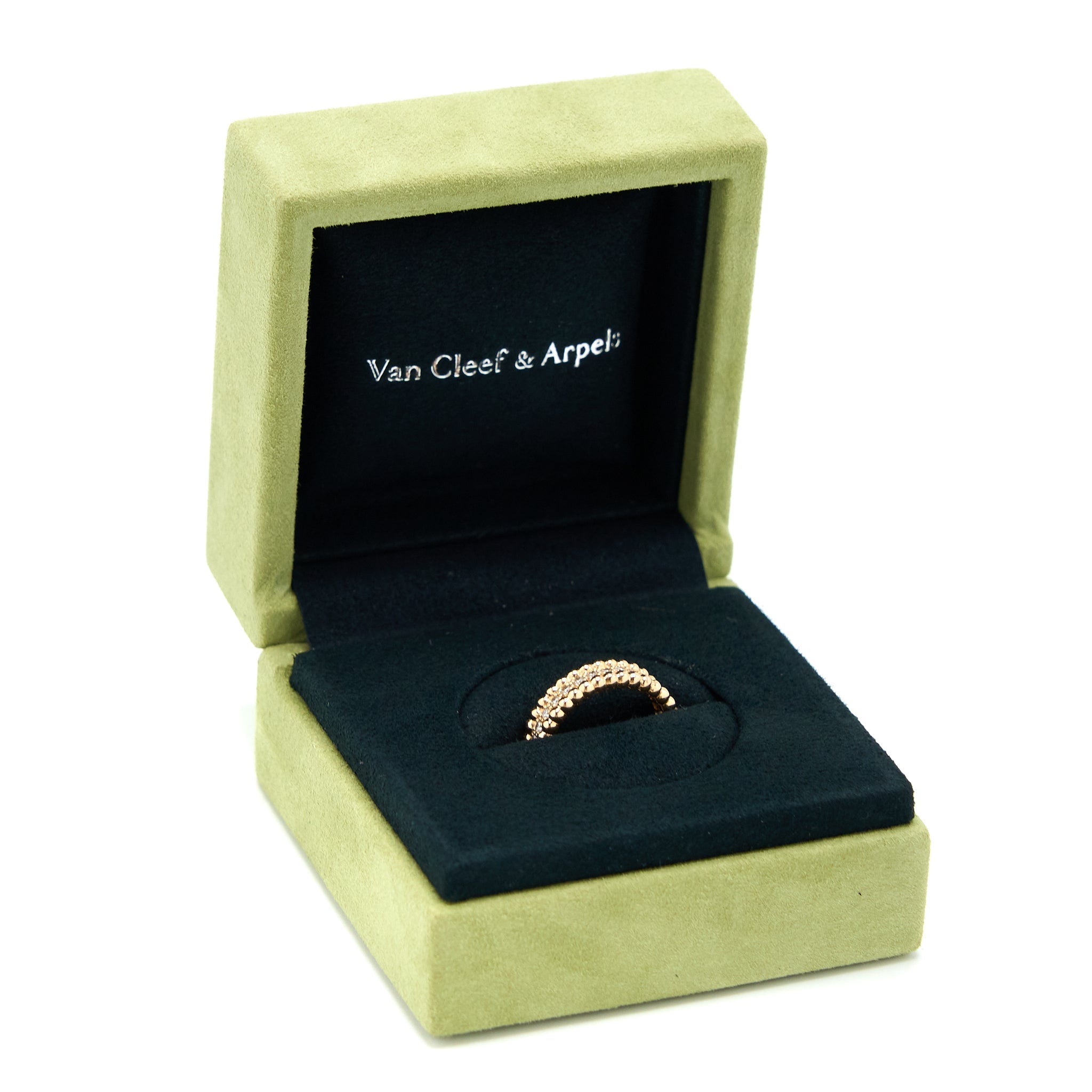 VAN CLEEF & ARPELS PERLE DIAMONDS RING, 1 ROW ROSE GOLD WITH DIAMONDS