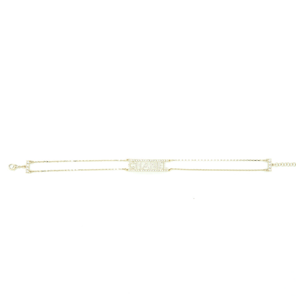 CHANEL 22S CRYSTALS LETTER CHOKER LIGHT GOLD TONE