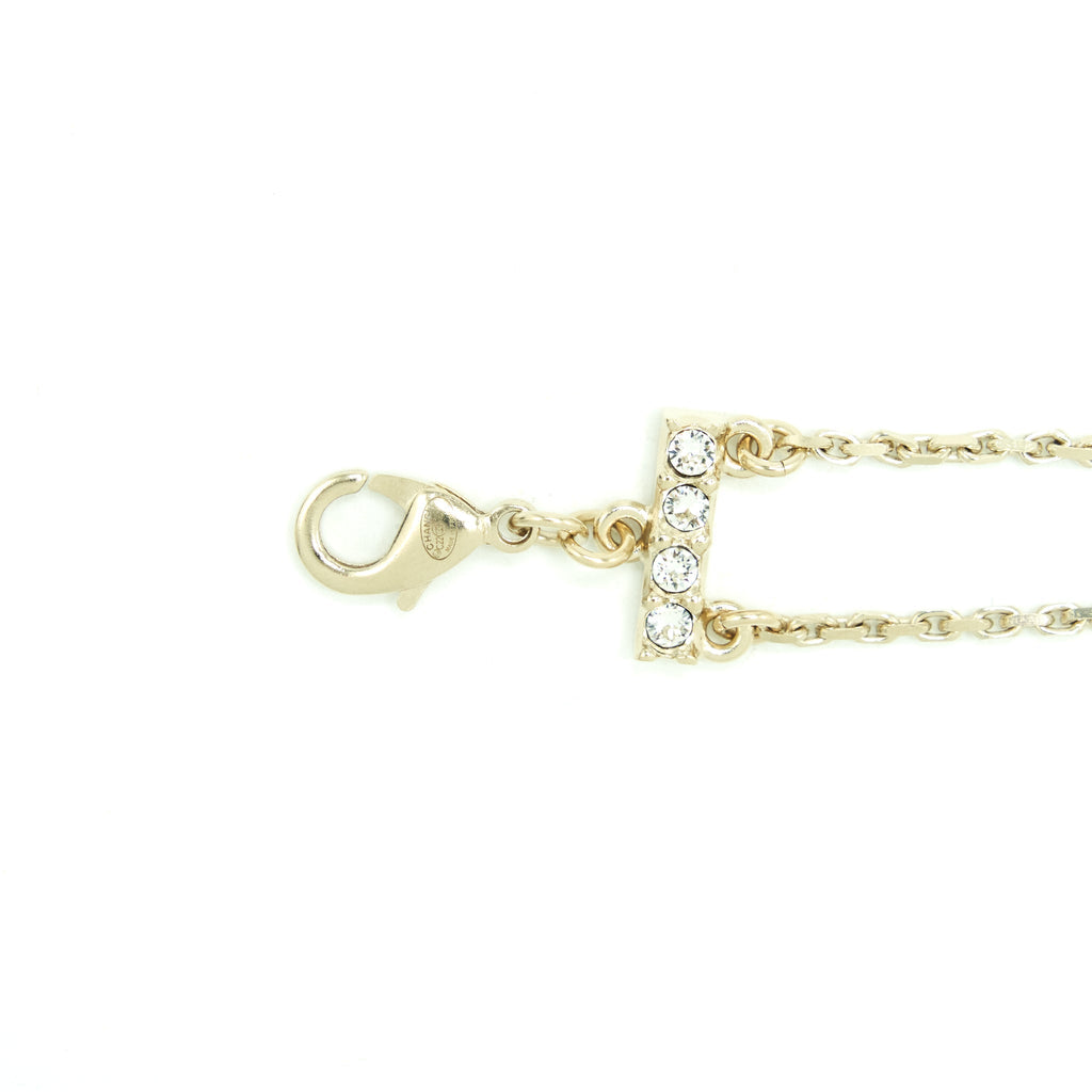 CHANEL 22S CRYSTALS LETTER CHOKER LIGHT GOLD TONE