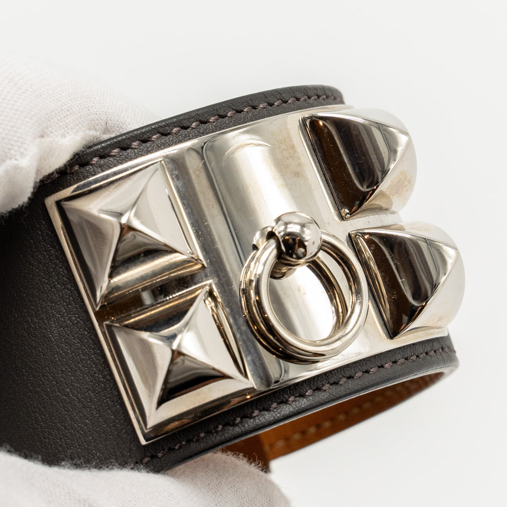 HERMES COLLIER DE CHIEN BRACELET SWIFT GREY SHW STAMP SQUARE R