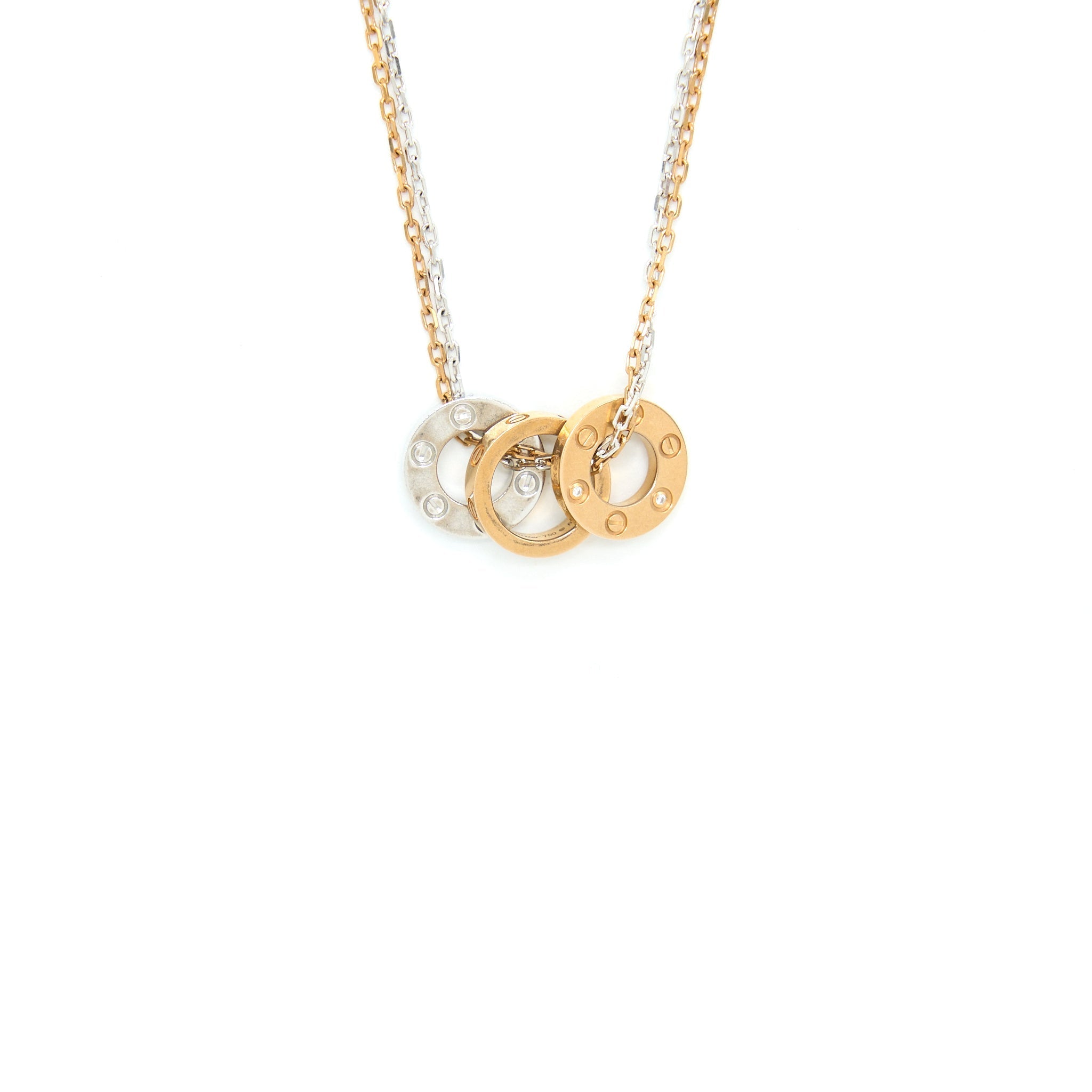 CARTIER LOVE NECKLACE WITH 6 DIAMONDS ROSE GOLD/WHITE GOLD