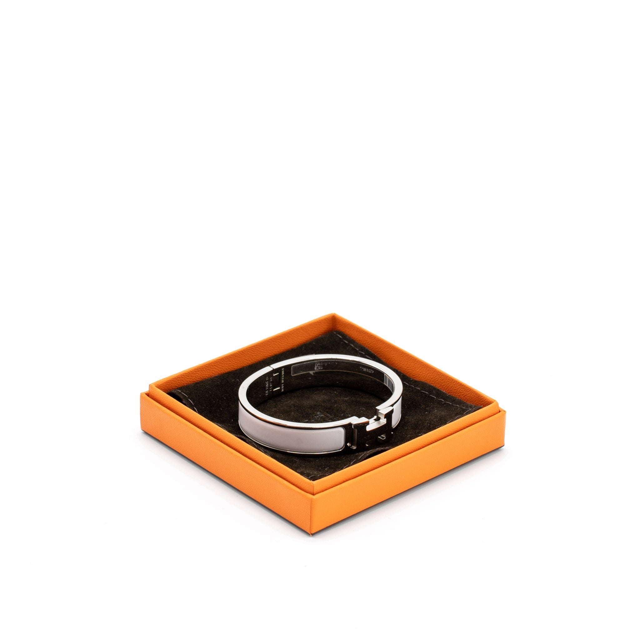 HERMES CLIC H BRACELET WHITE SILVER TONE