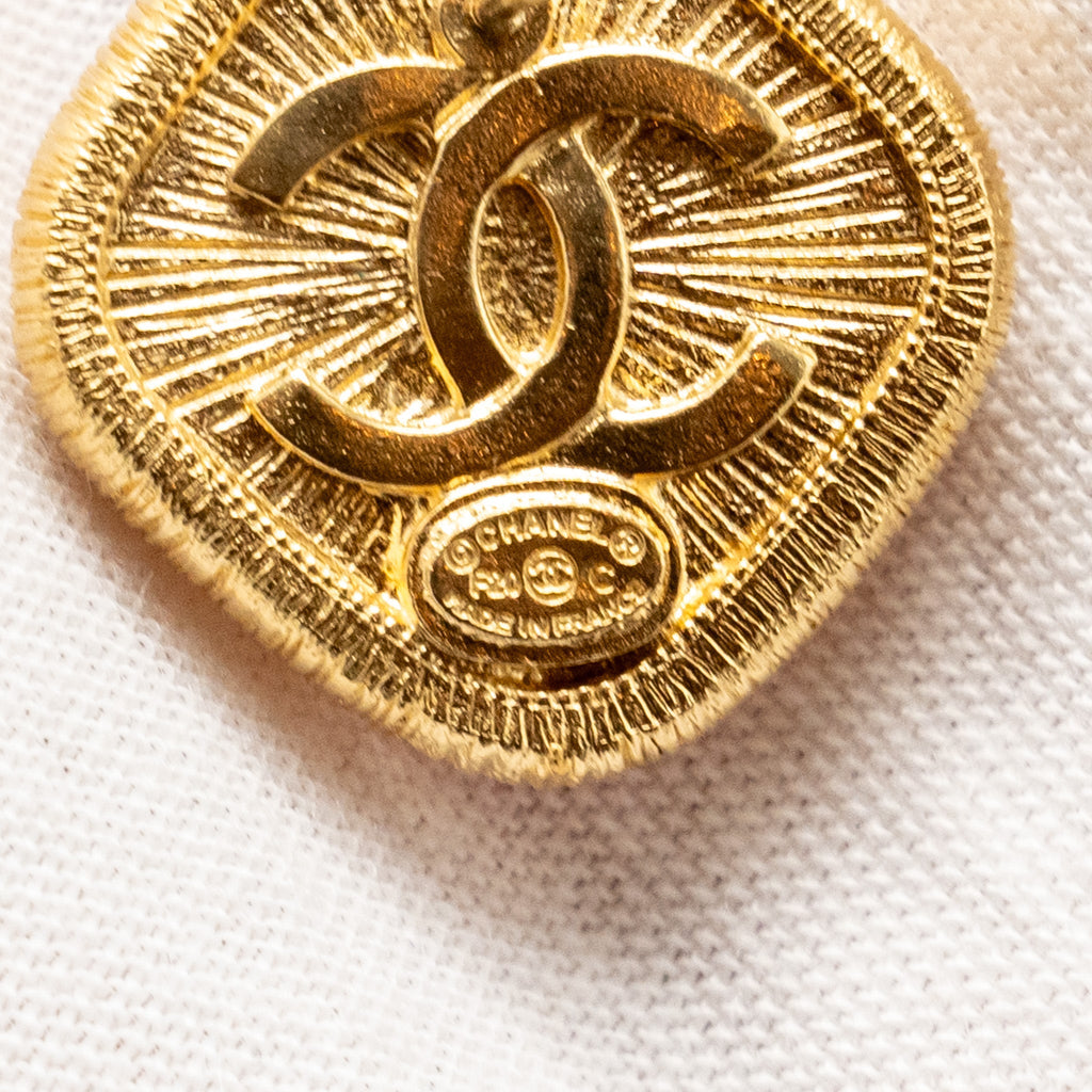 CHANEL SQUARE CC LOGO EARRINGS PINK, GOLD TONE