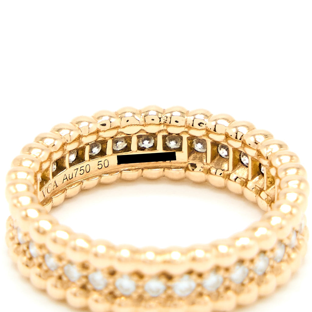 VAN CLEEF & ARPELS PERLE DIAMONDS RING, 1 ROW ROSE GOLD WITH DIAMONDS