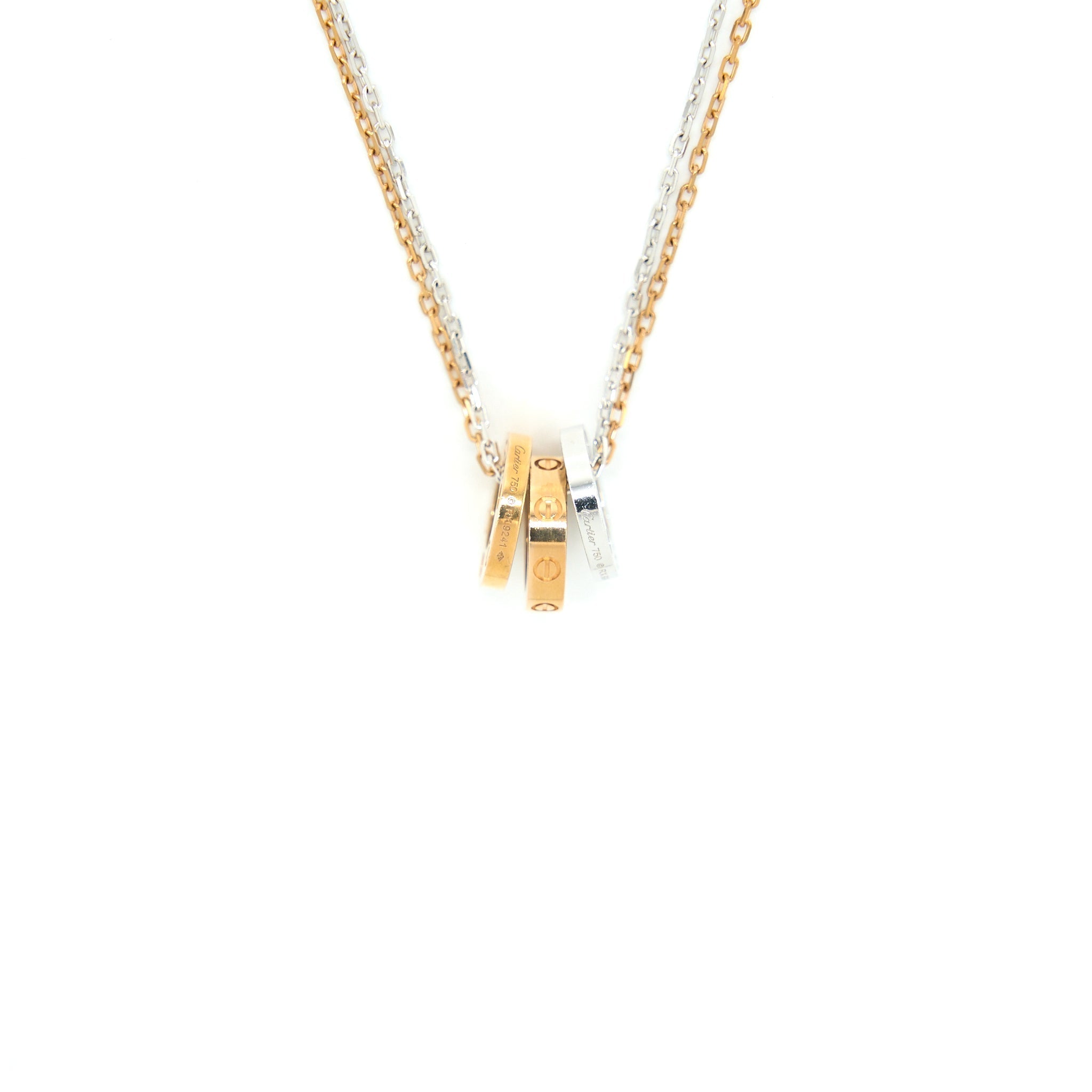 CARTIER LOVE NECKLACE WITH 6 DIAMONDS ROSE GOLD/WHITE GOLD