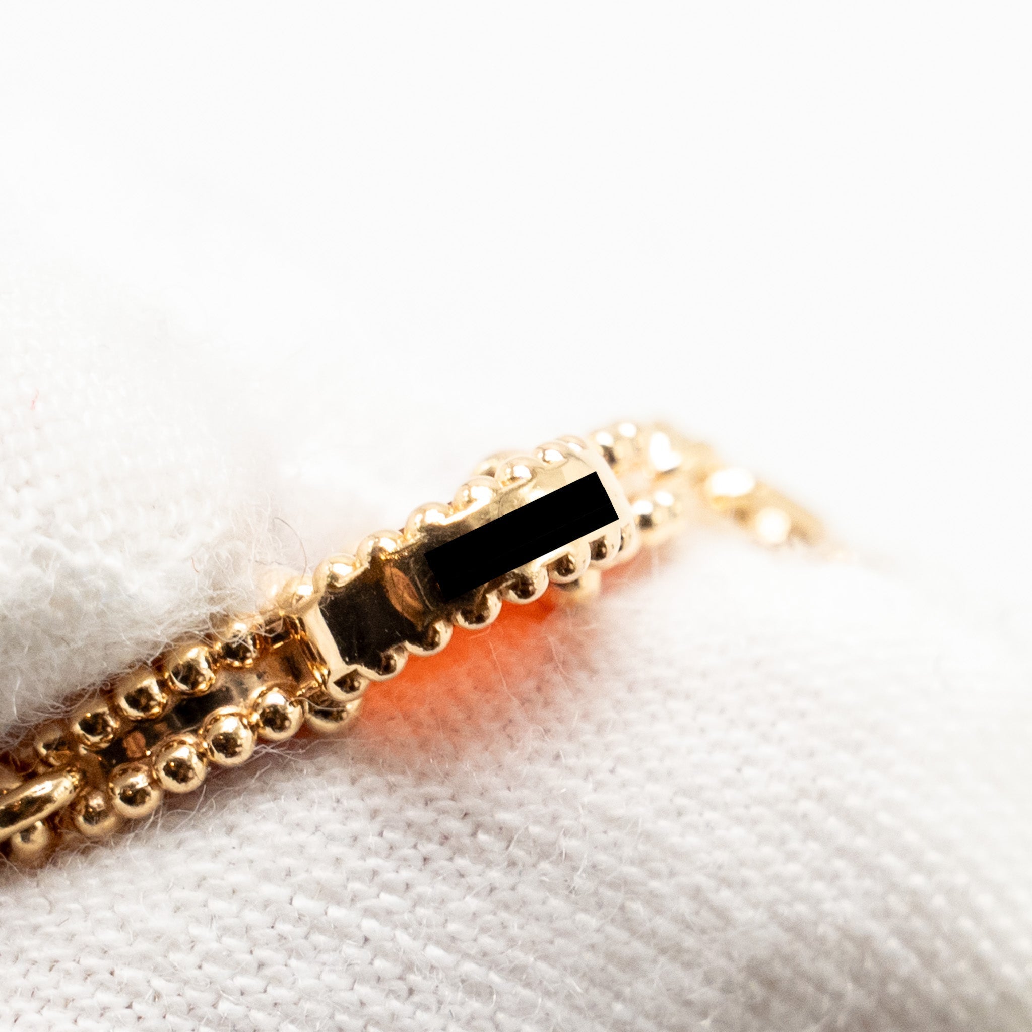 VAN CLEEF & ARPELS VINTAGE ALHAMBRA 5 MOTIFS GUILLOCHE BRACELET CARNELIAN ROSE GOLD