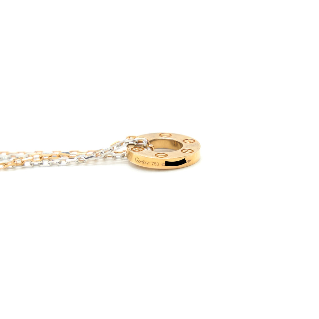 CARTIER LOVE NECKLACE WITH 6 DIAMONDS ROSE GOLD/WHITE GOLD