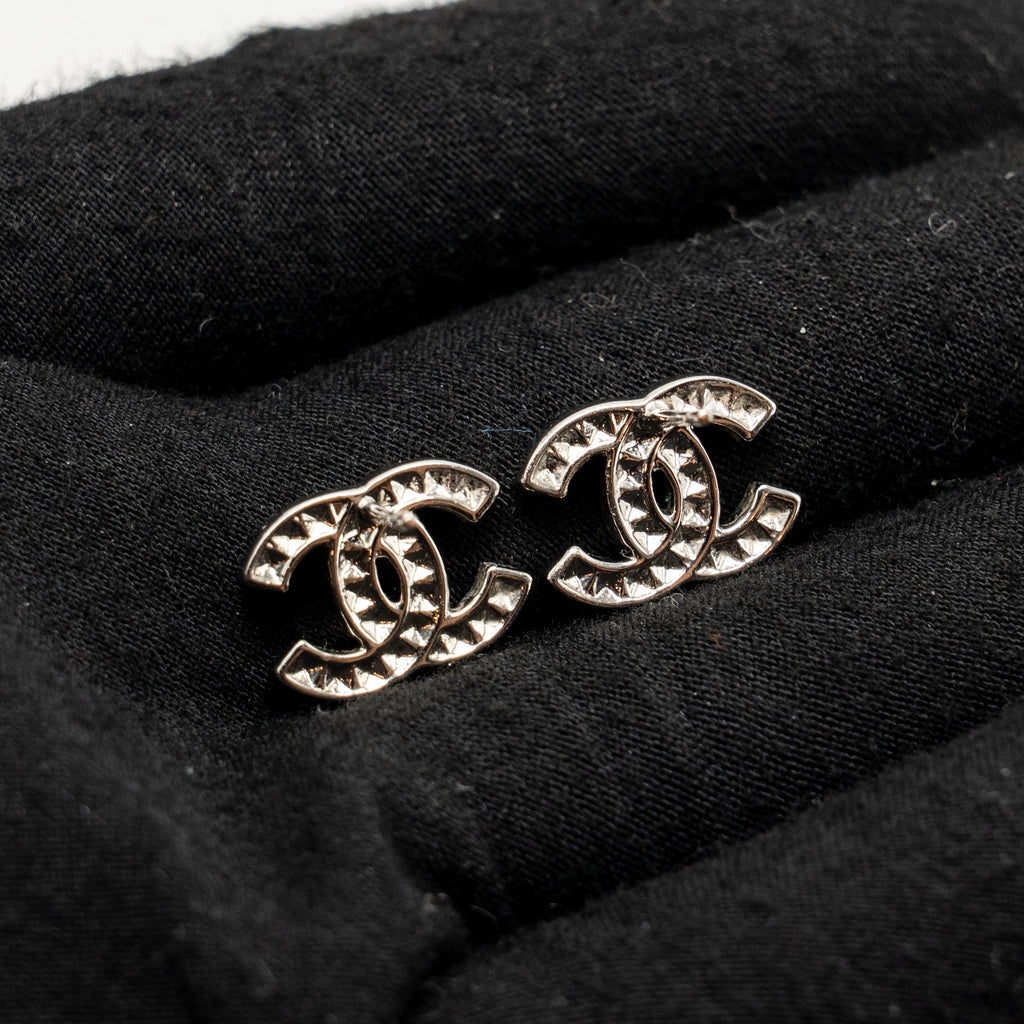 CHANEL CRYSTAL CC LOGO & BOW STUD EARRINGS - 2 PAIRS SET