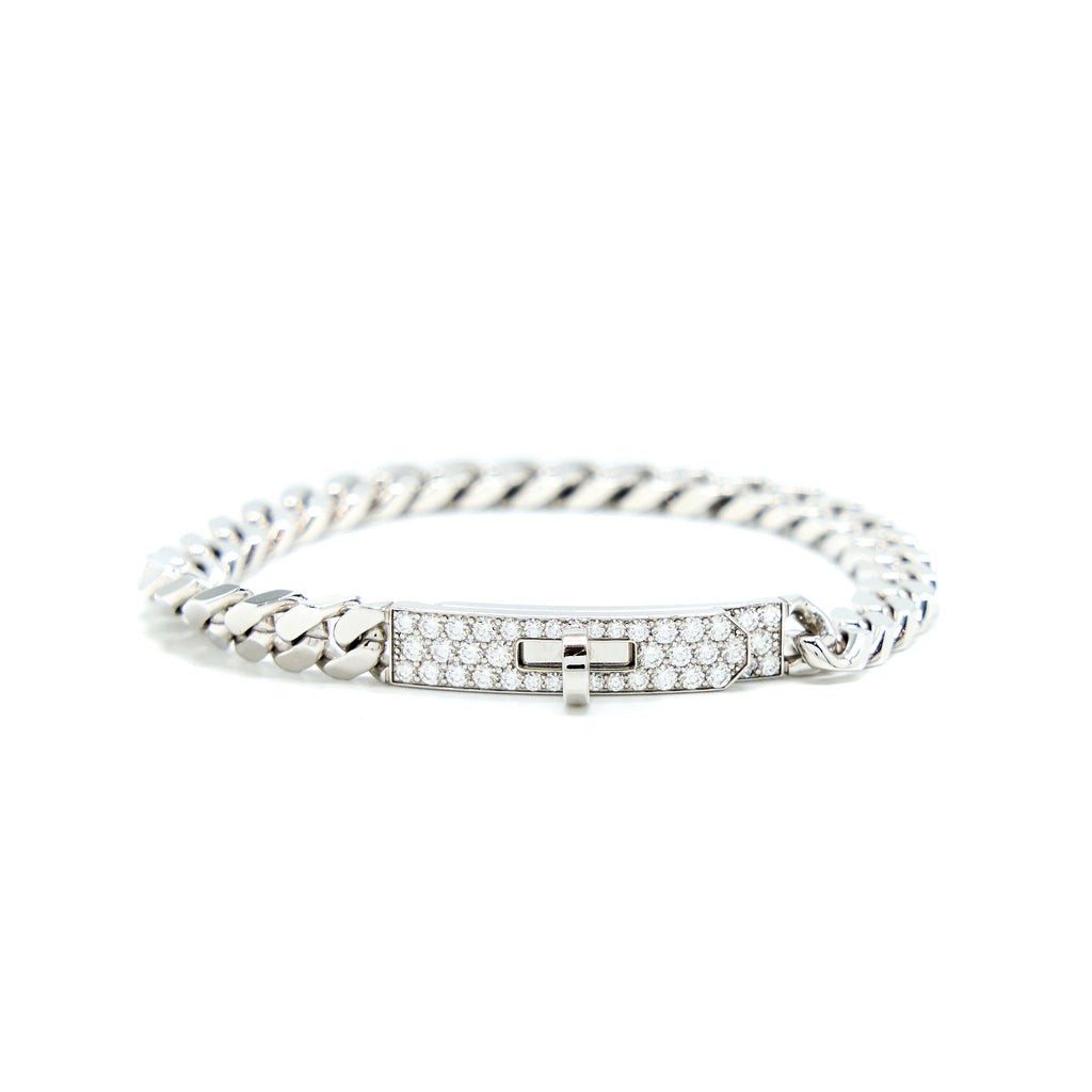 HERMES KELLY GOURMETTE BRACELET WHITE GOLD WITH DIAMONDS