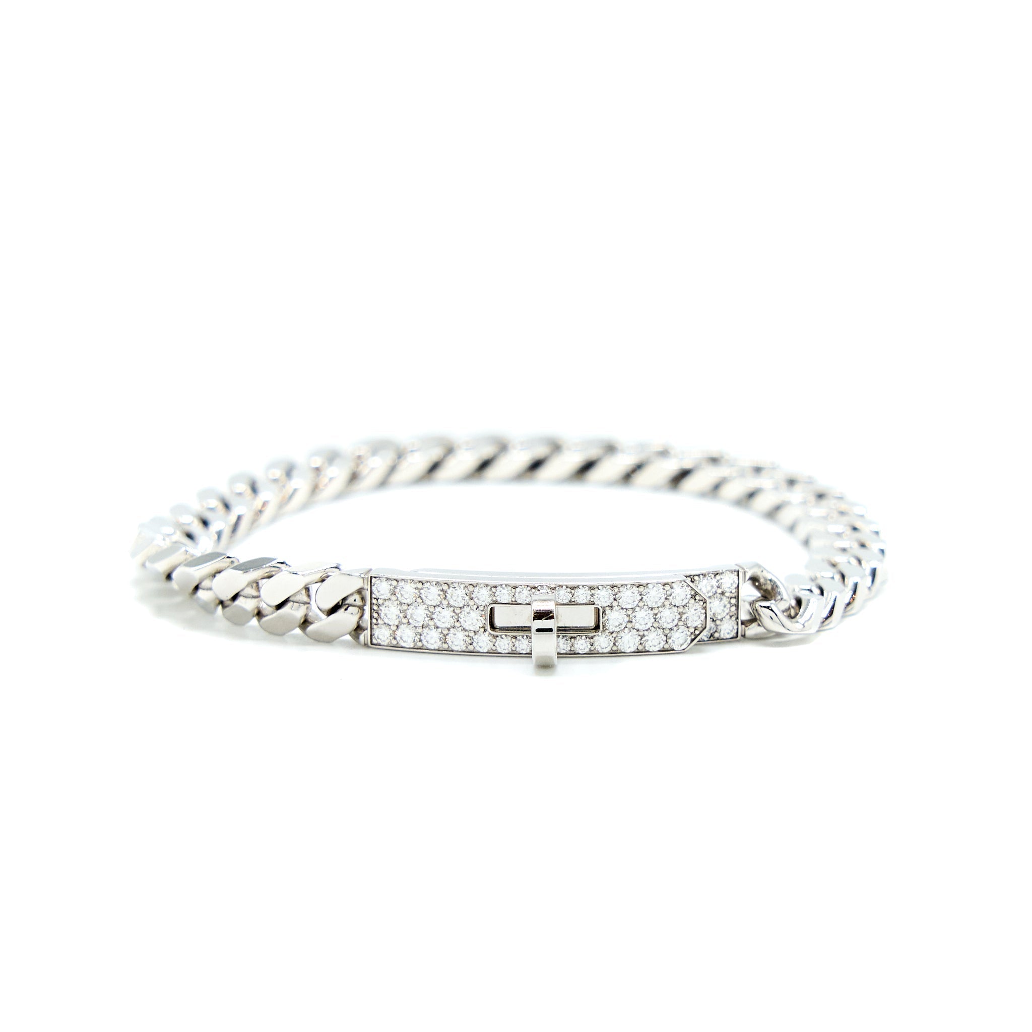 HERMES KELLY GOURMETTE BRACELET WHITE GOLD WITH DIAMONDS