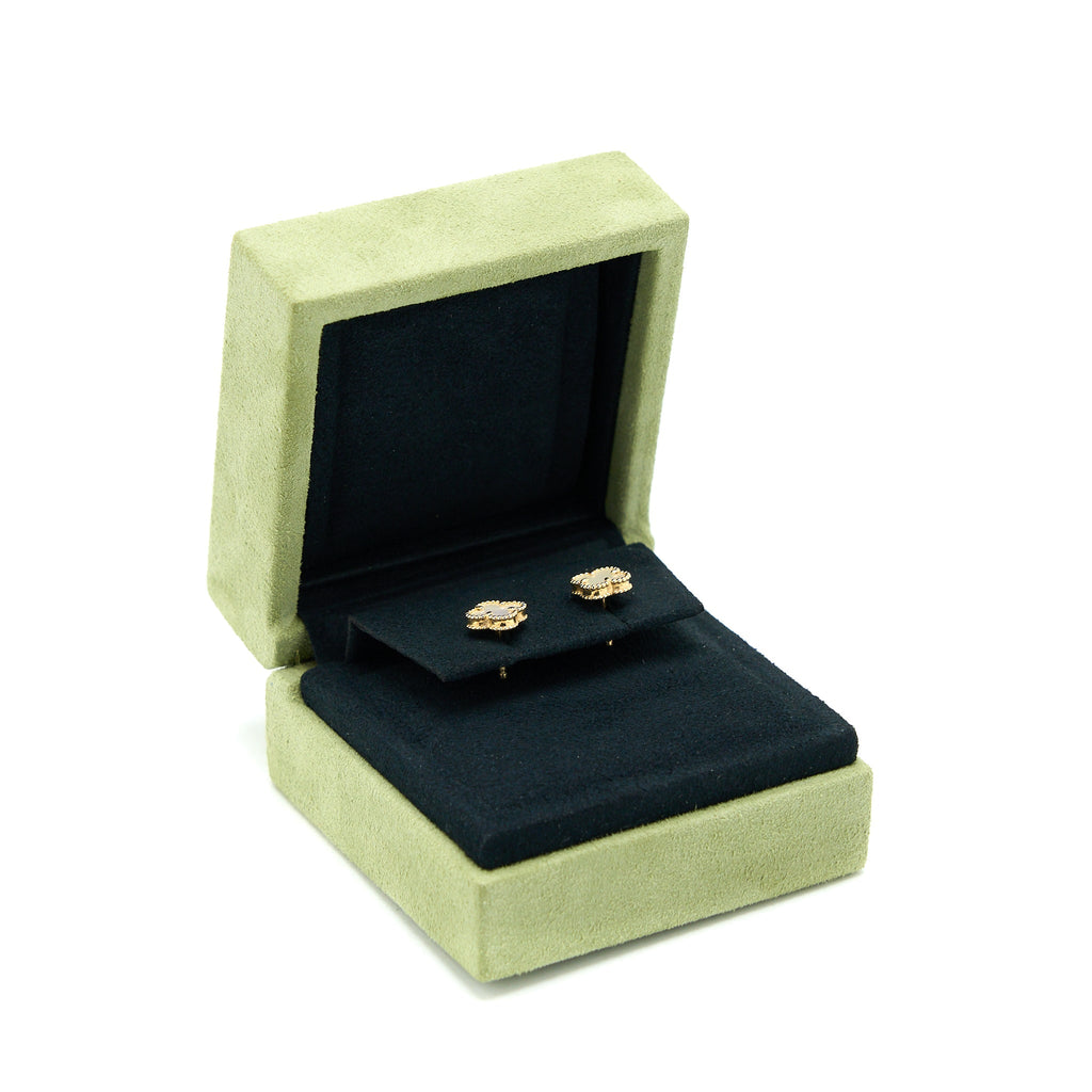 VAN CLEEF & ARPELS SWEET ALHAMBRA EARRINGS WHITE MOTHER OF PEARL YELLOW GOLD