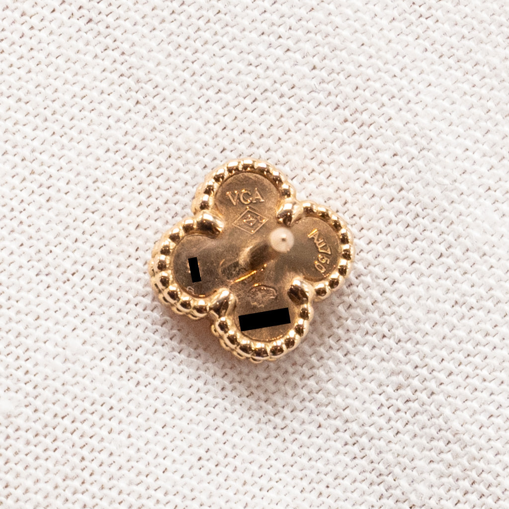 VAN CLEEF & ARPELS SWEET ALHAMBRA EARSTUDS EARRINGS, ROSE GOLD, CARNELIAN