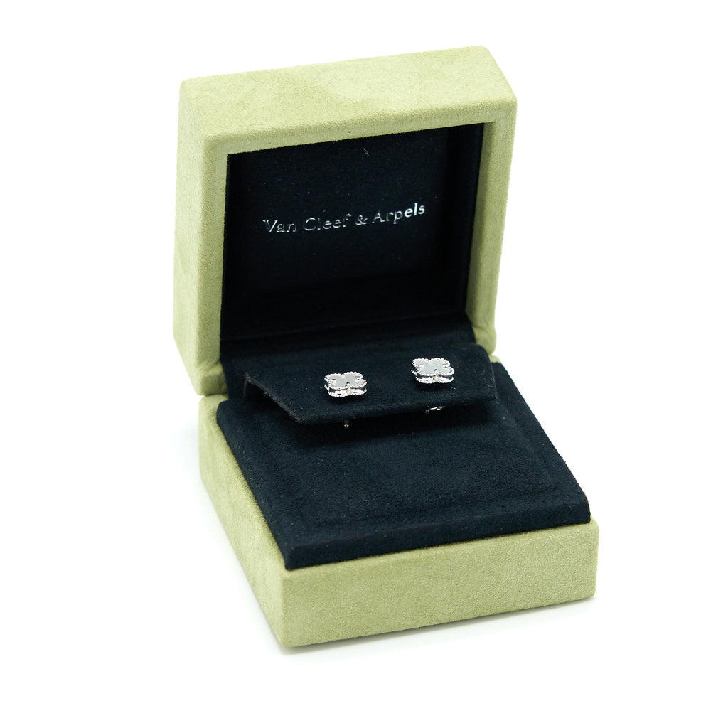 VAN CLEEF & ARPELS SWEET ALHAMBRA EARRINGS WHITE MOTHER OF PEARL WHITE GOLD