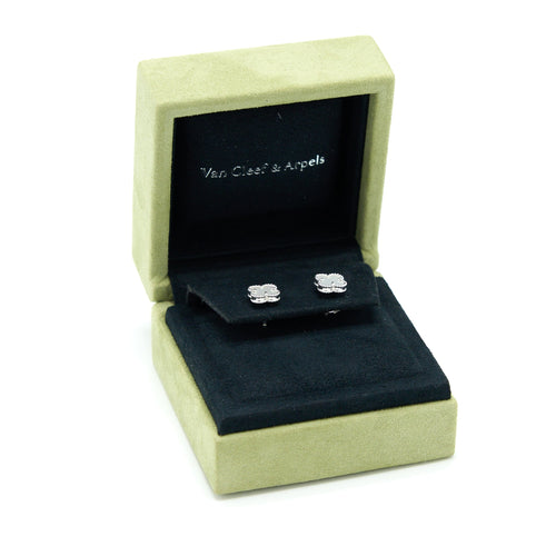VAN CLEEF & ARPELS SWEET ALHAMBRA EARRINGS WHITE MOTHER OF PEARL WHITE GOLD
