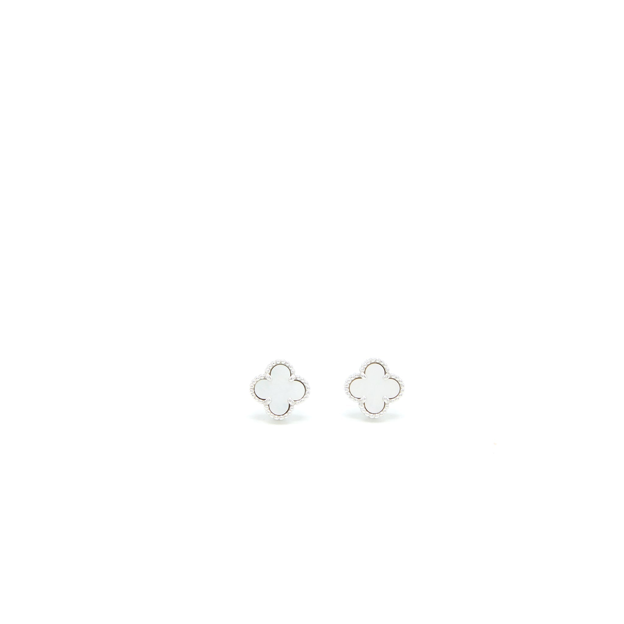 VAN CLEEF & ARPELS SWEET ALHAMBRA EARRINGS WHITE MOTHER OF PEARL WHITE GOLD
