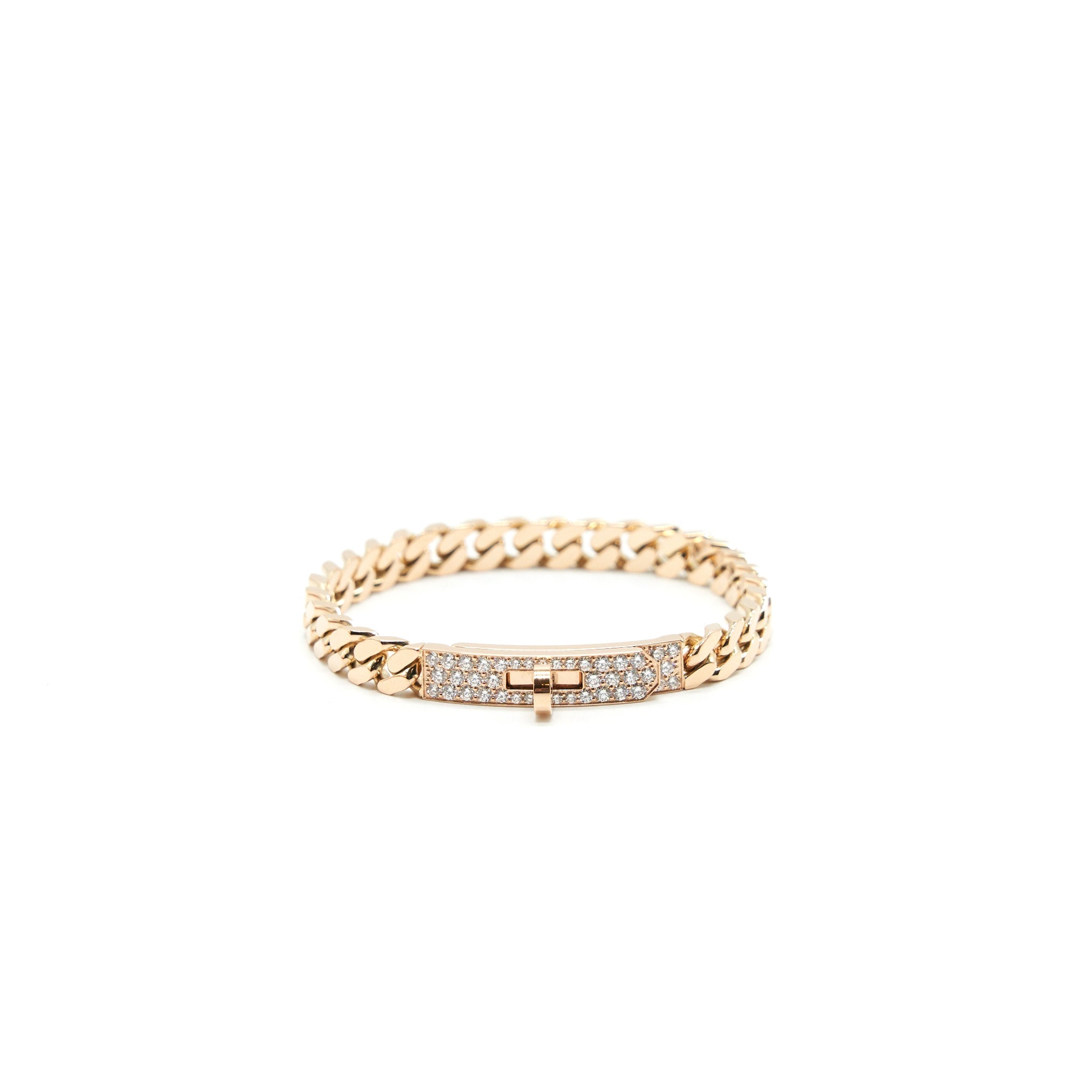 HERMES KELLY GOURMETTE BRACELET IN ROSE GOLD WITH DIAMONDS