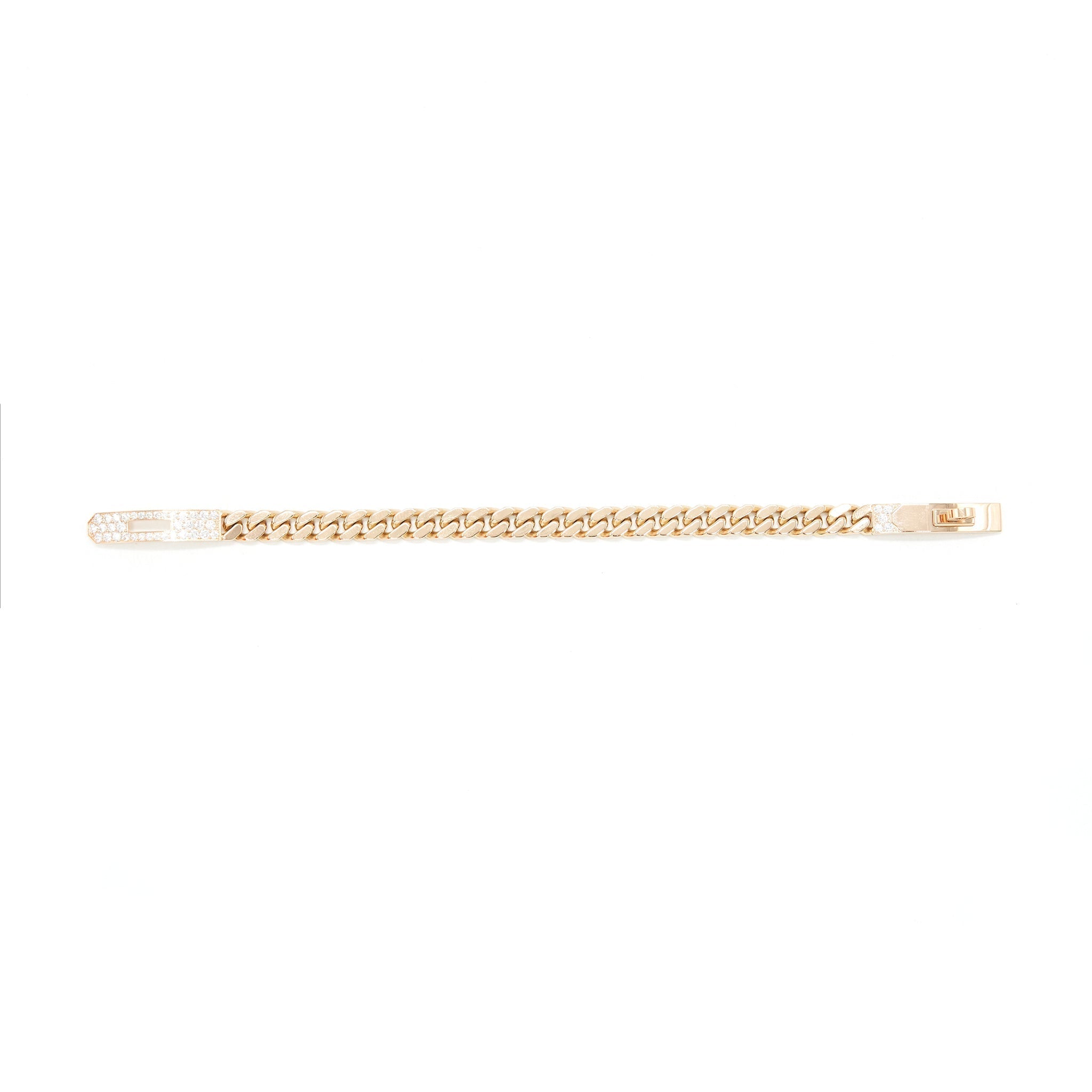 HERMES KELLY GOURMETTE BRACELET IN ROSE GOLD WITH DIAMONDS