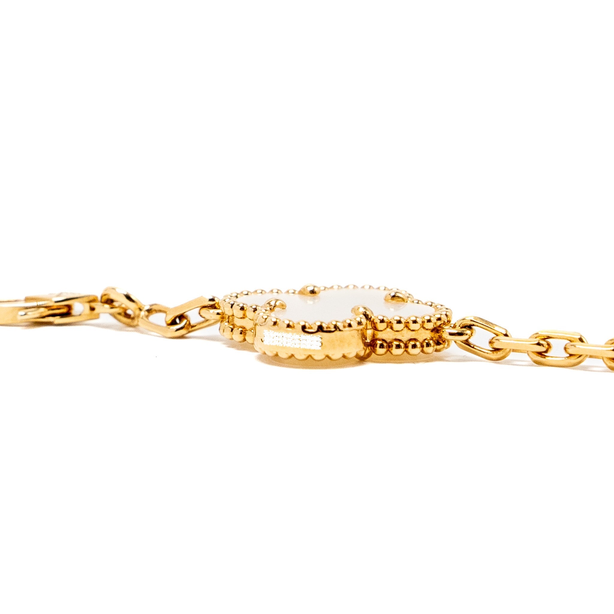 VAN CLEEF AND ARPELS VINTAGE ALHAMBRA BRACELET 5 MOTIFS 18K YELLOW GOLD / MOTHER OF PEARL