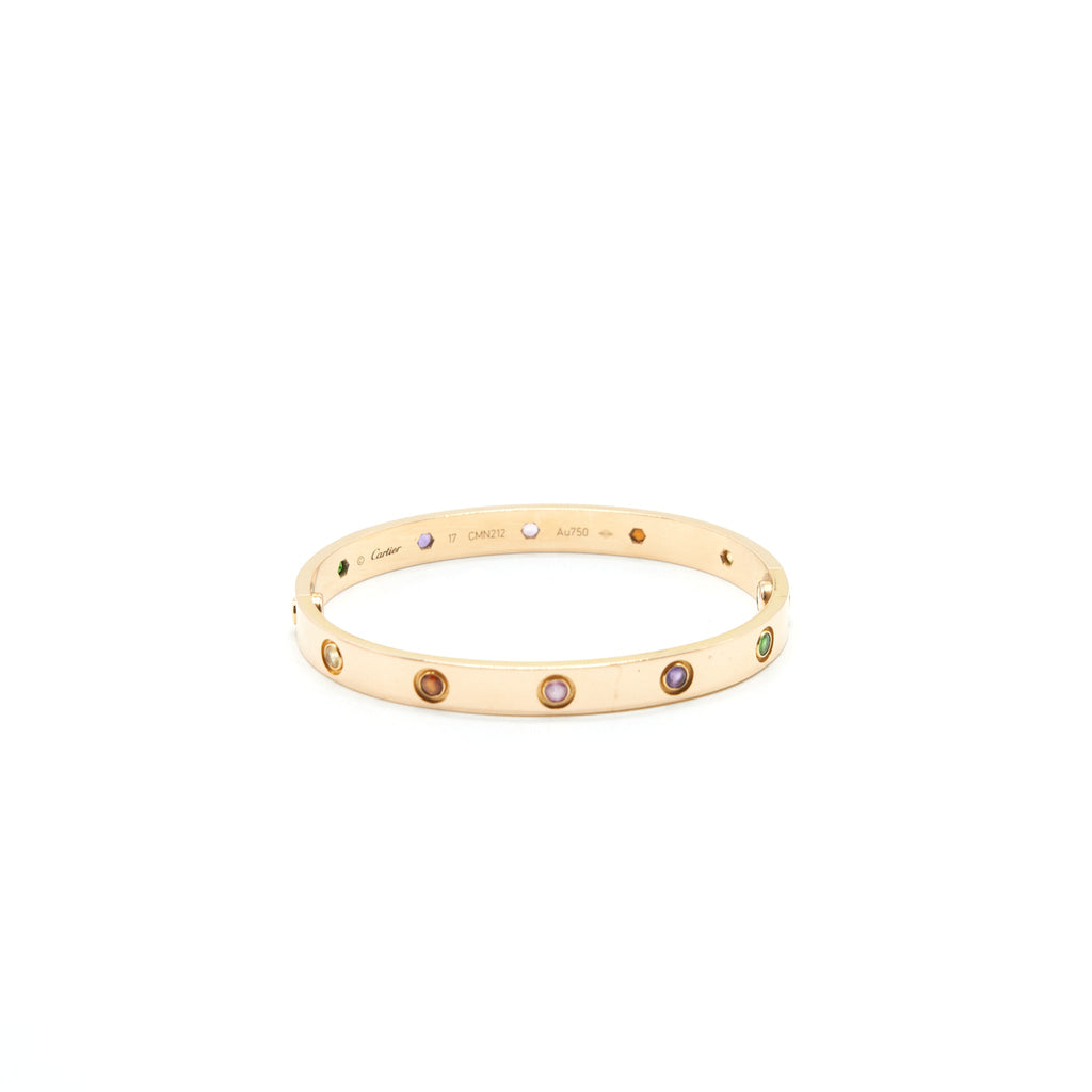 CARTIER LOVE BRACELET ROSE GOLD, SAPPHIRES, GARNETS, AMETHYSTS