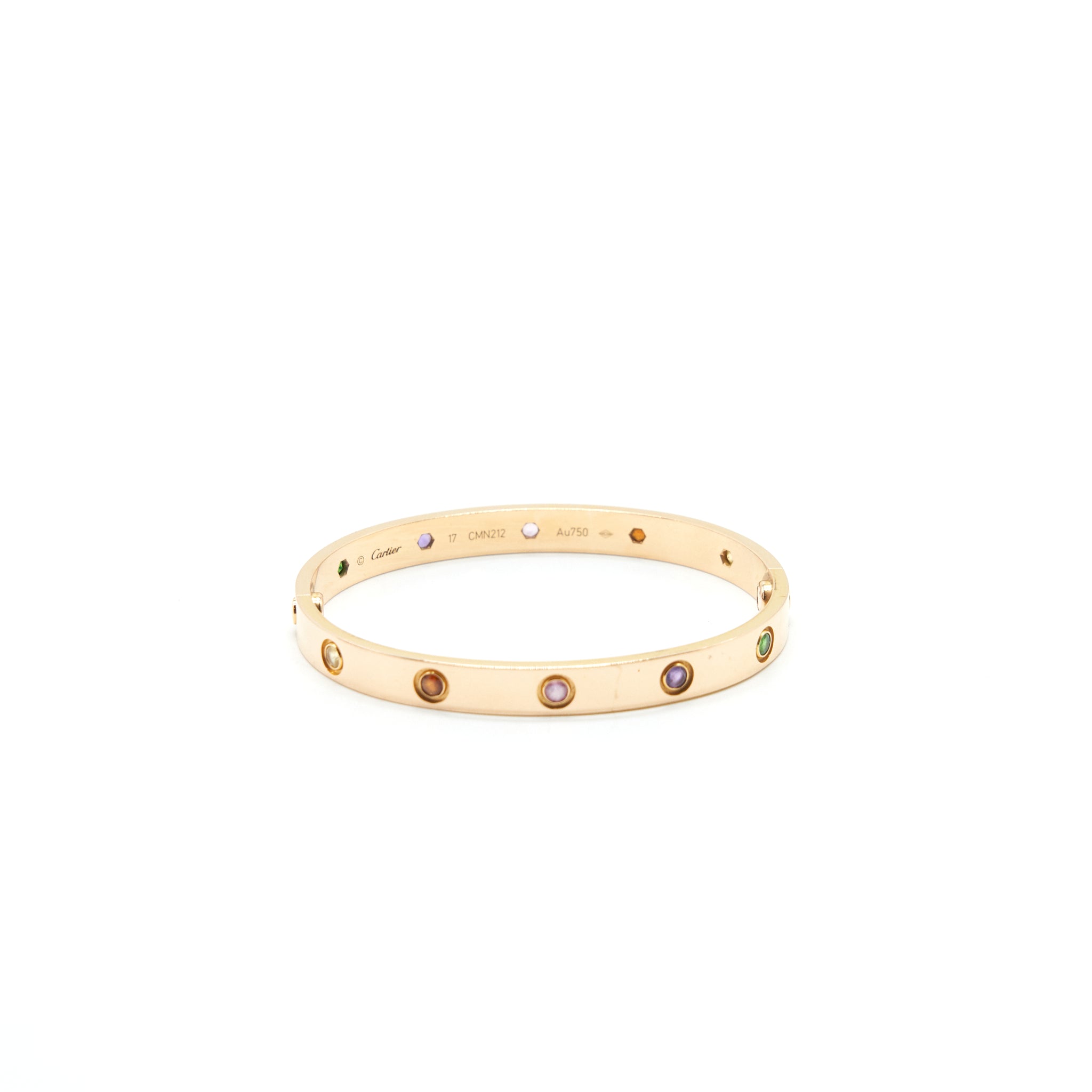 CARTIER LOVE BRACELET ROSE GOLD, SAPPHIRES, GARNETS, AMETHYSTS