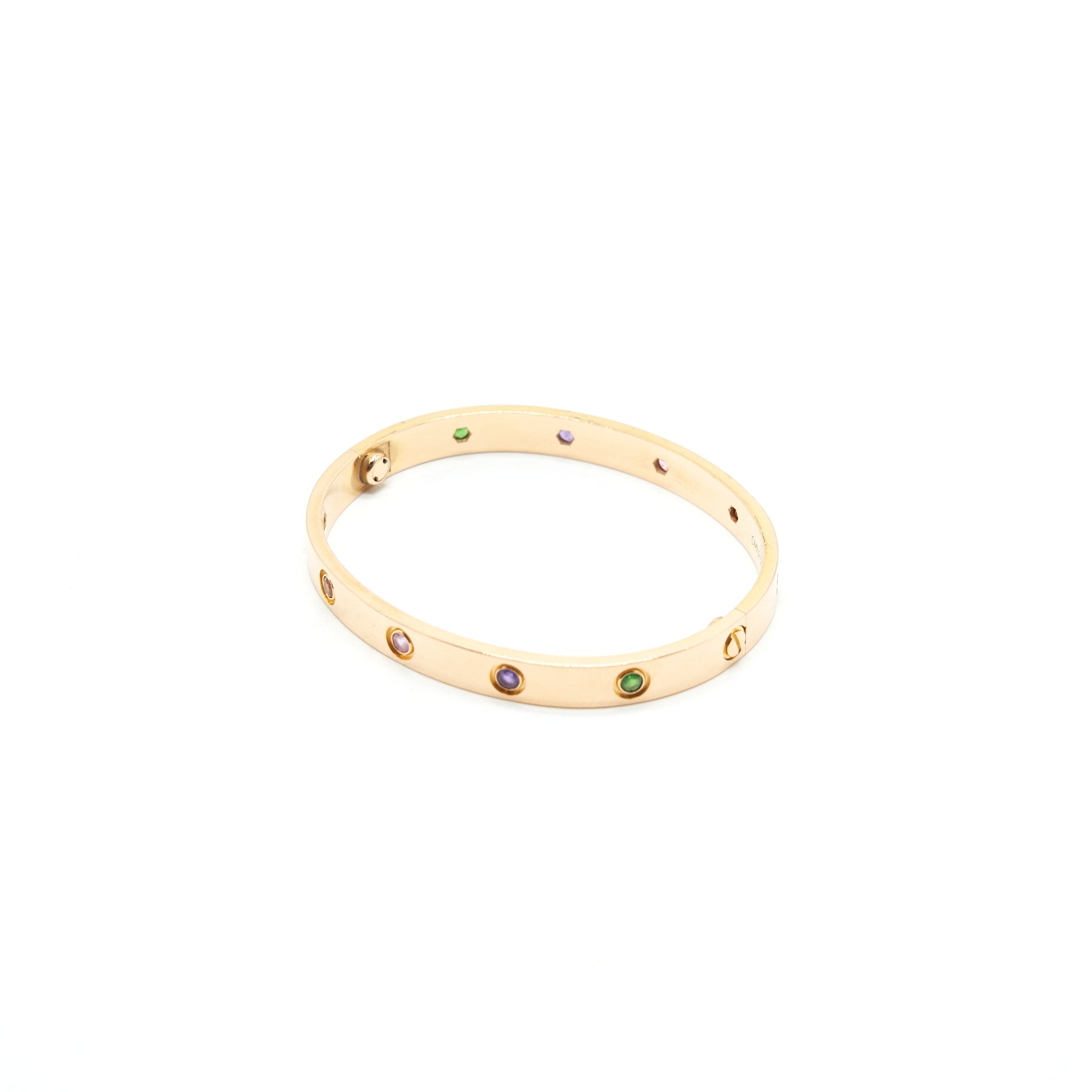 CARTIER LOVE BRACELET ROSE GOLD, SAPPHIRES, GARNETS, AMETHYSTS