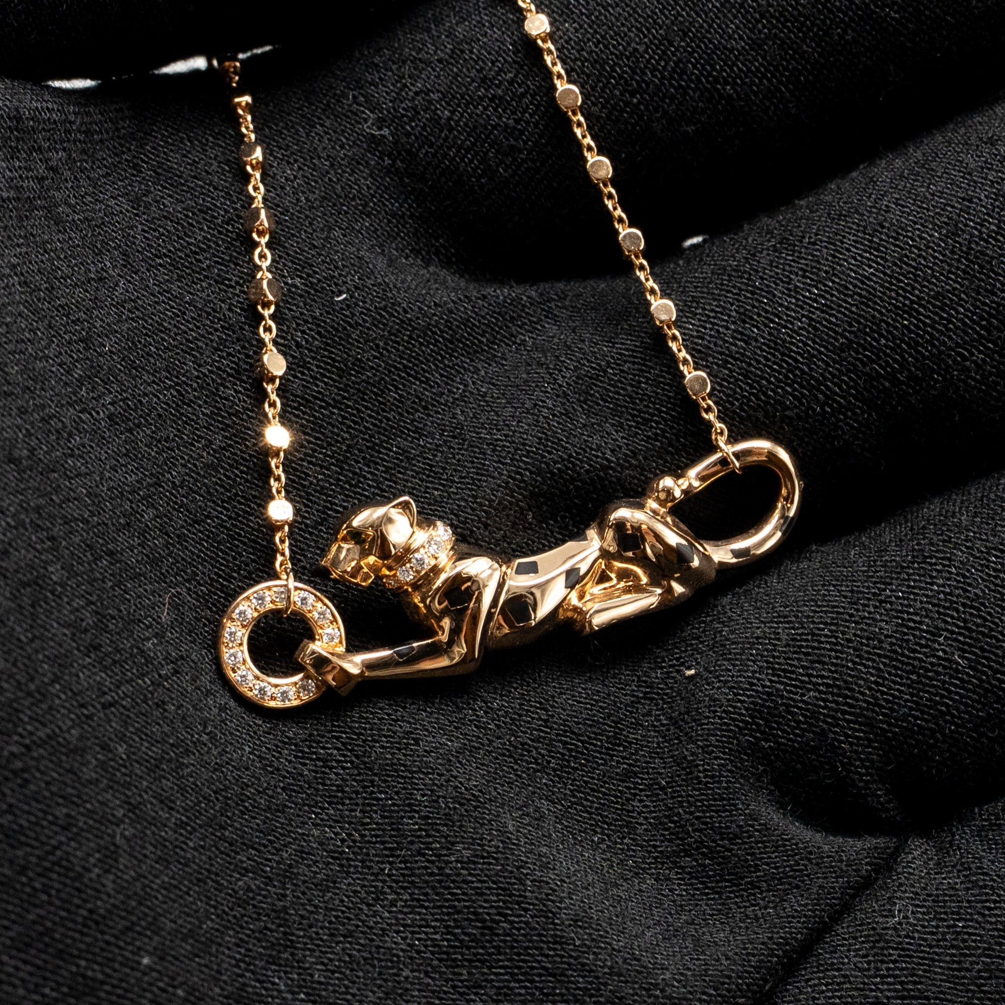 CARTIER PANTHER DE CARTIER PENDANT ROSE GOLD/TSAVORITE GARNETS/DIAMONDS