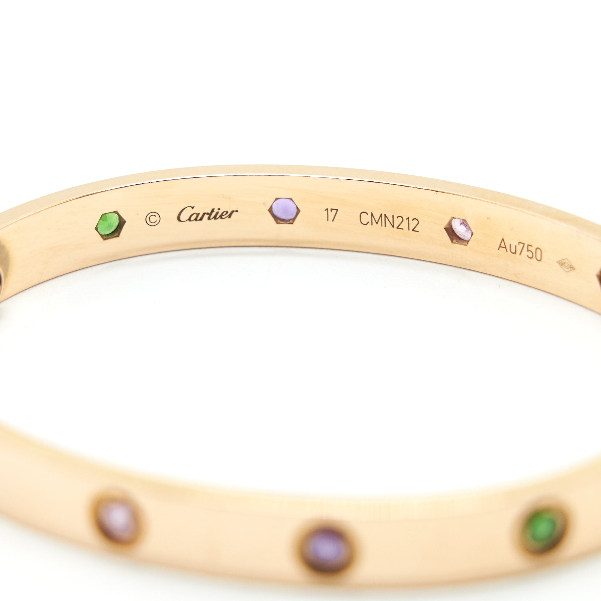CARTIER LOVE BRACELET ROSE GOLD, SAPPHIRES, GARNETS, AMETHYSTS