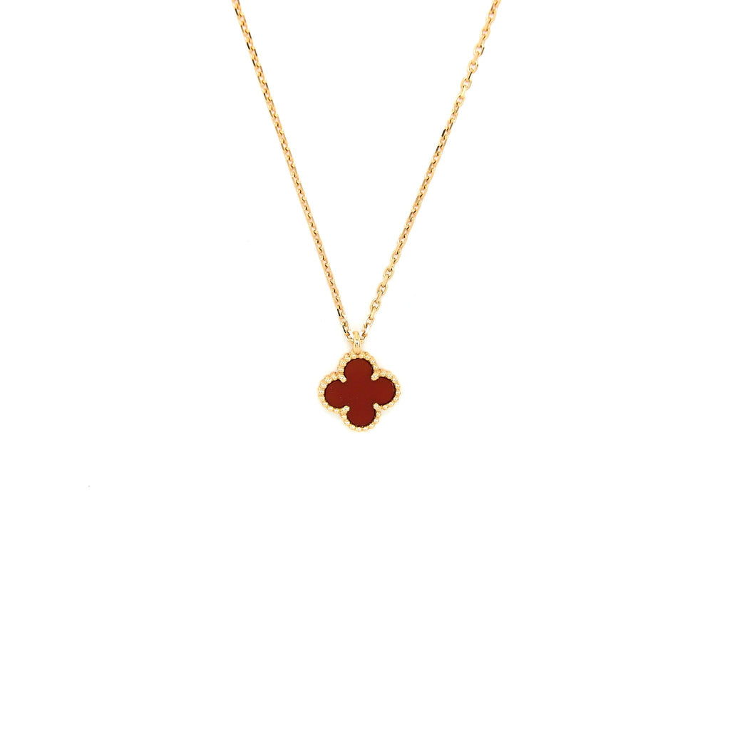 VAN CLEEF & ARPELS SWEET ALHAMBRA PENDANT ROSE GOLD, CARNELIAN