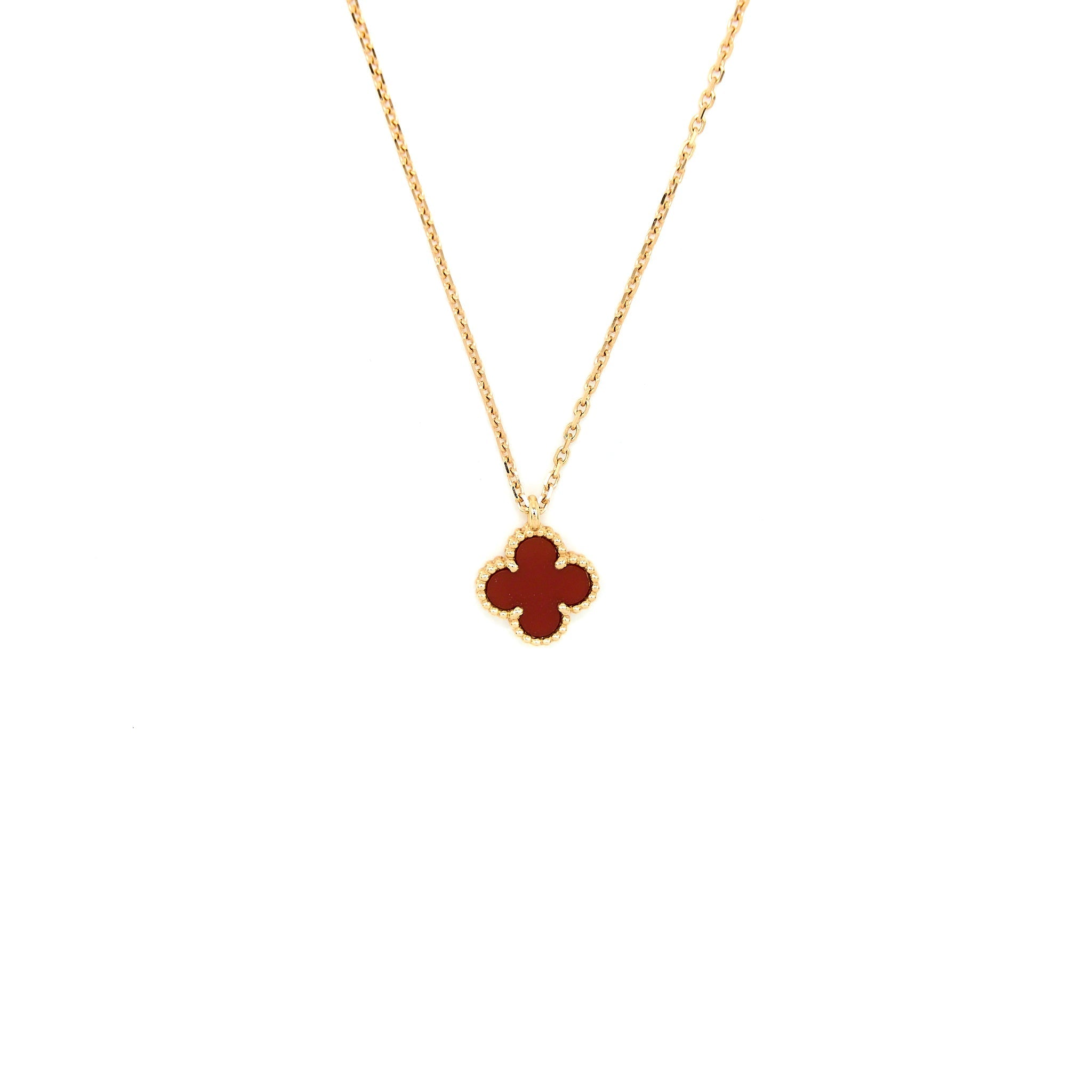 VAN CLEEF & ARPELS SWEET ALHAMBRA PENDANT ROSE GOLD, CARNELIAN