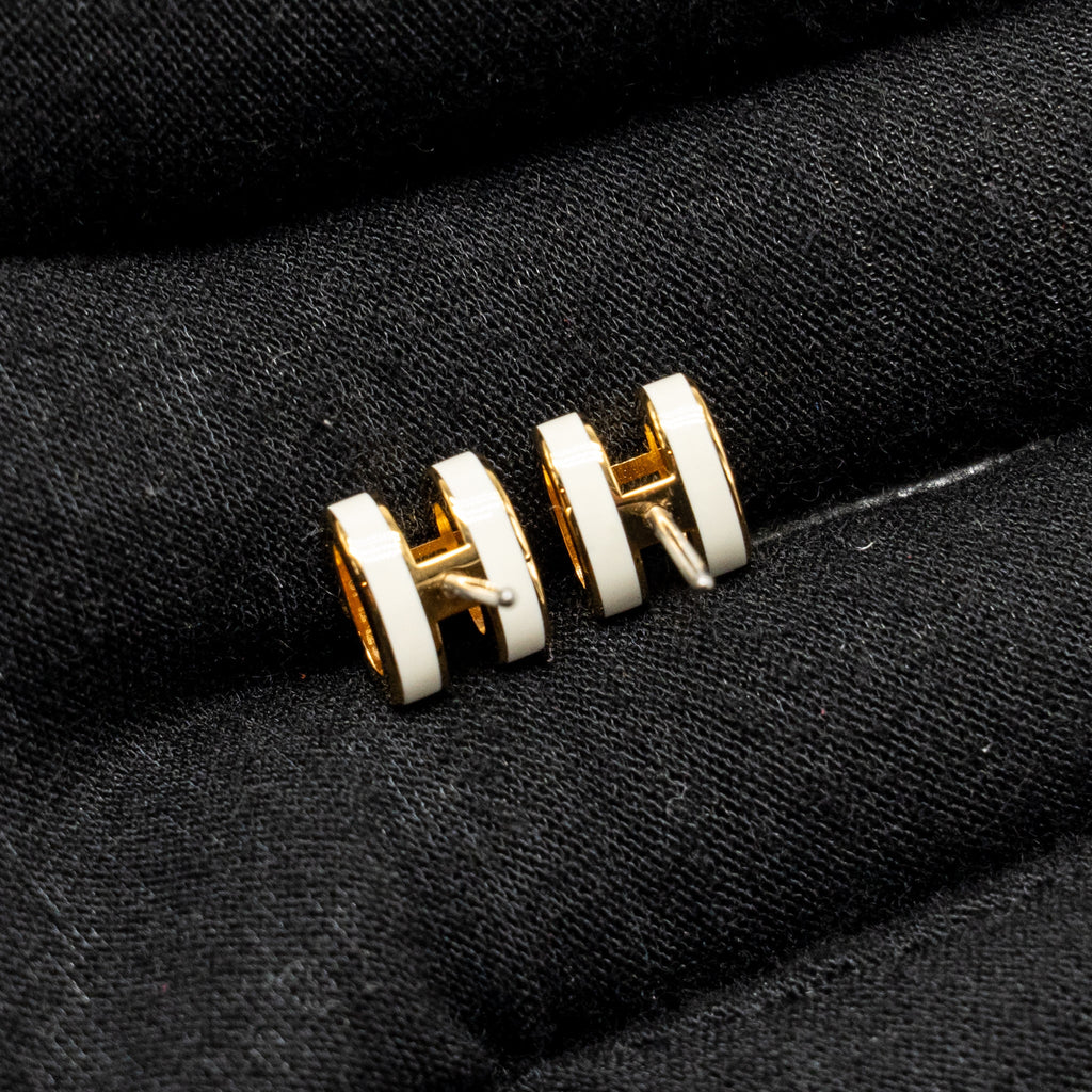 HERMES MINI POP H EARRINGS BLANC GHW