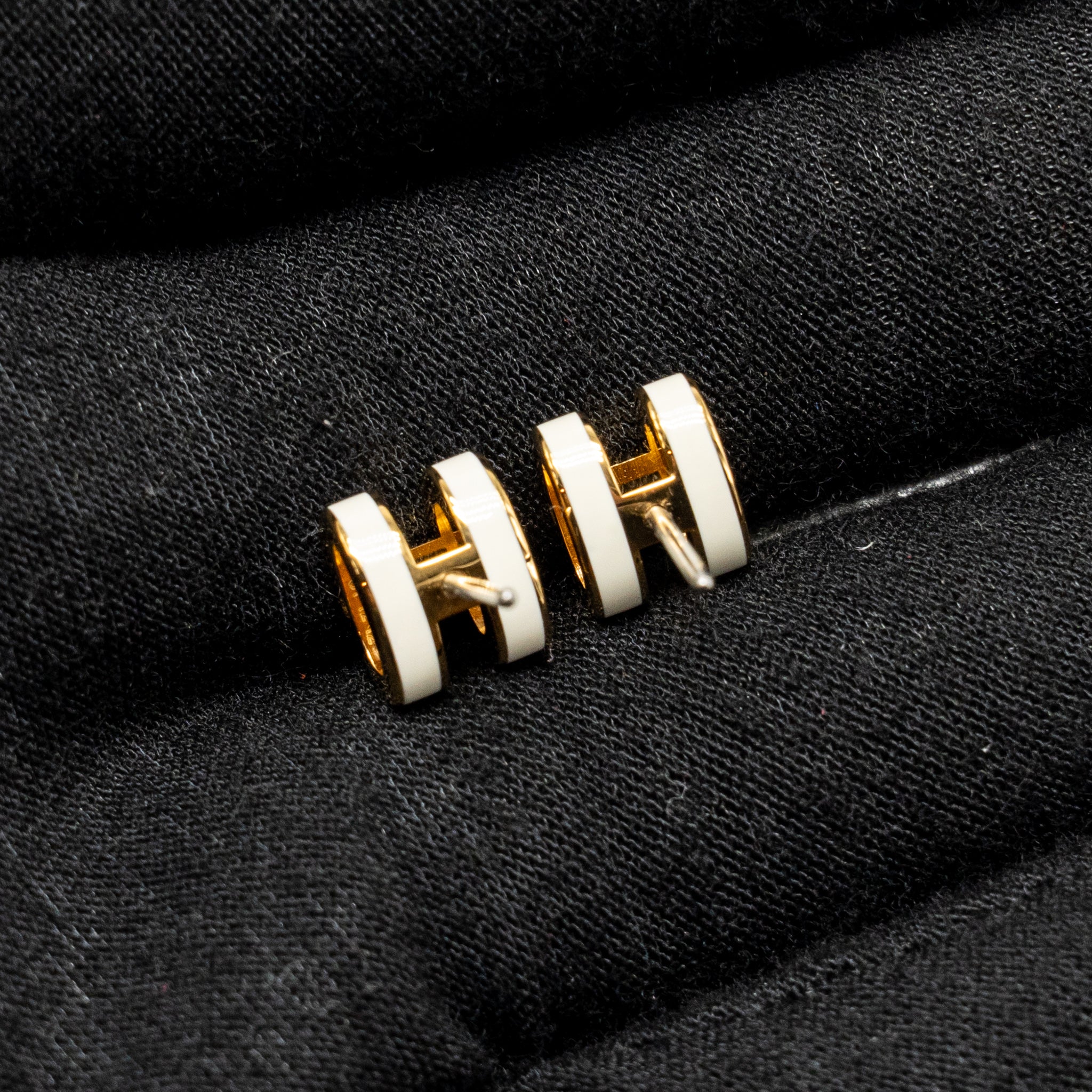 HERMES MINI POP H EARRINGS BLANC GHW