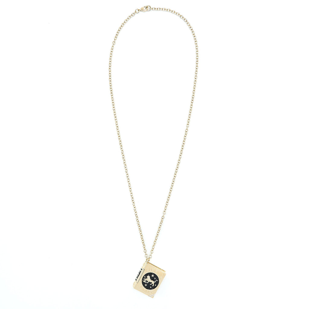 CHANEL 22C BOOK LOCKET LONG NECKLACE LIGHT GOLD TONE